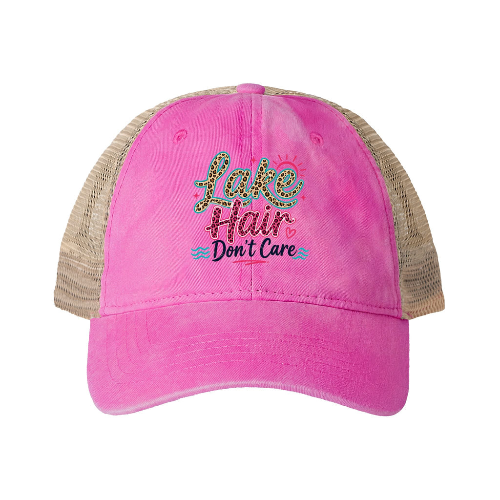 Lake Hair Don’t Care Leopard Print Trucker Hat - Grace & Grit Boutique