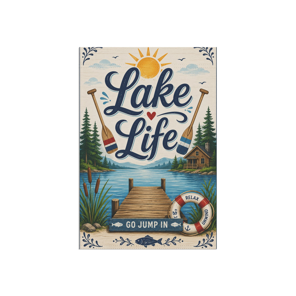 Lake Life Garden Flag — "Lake Life" Dock Scene House & Garden Banner - Grace & Grit Boutique