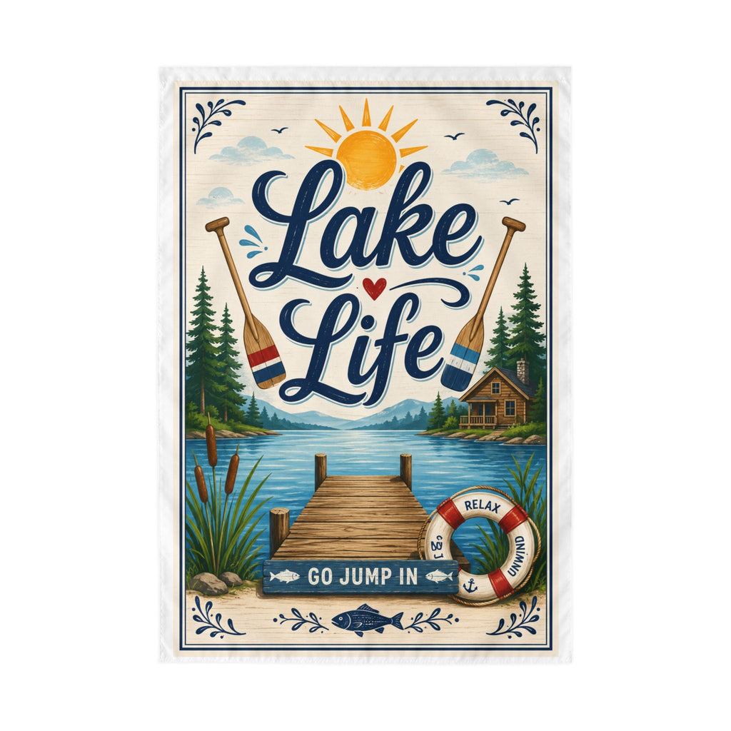 Lake Life Outdoor Flag – Dock, Paddle & 'Go Jump In' Summer Yard Banner - Grace & Grit Boutique