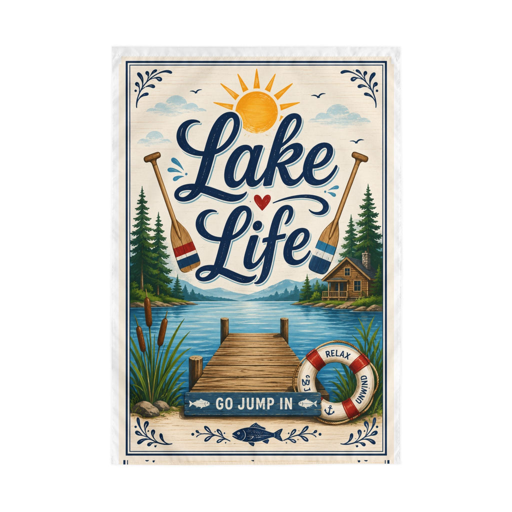 Lake Life Outdoor Flag – Dock, Paddle & 'Go Jump In' Summer Yard Banner - Grace & Grit Boutique