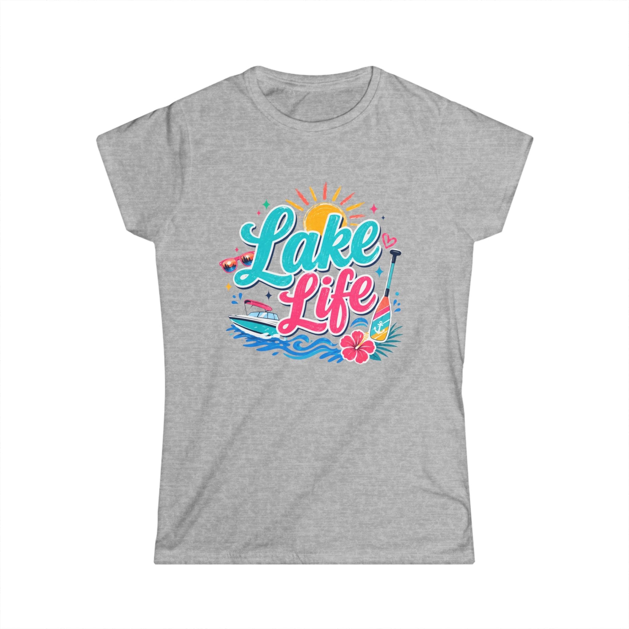Lake Life Women's Tee – Bright Summer Paddleboard & Sunshine Graphic by Printify