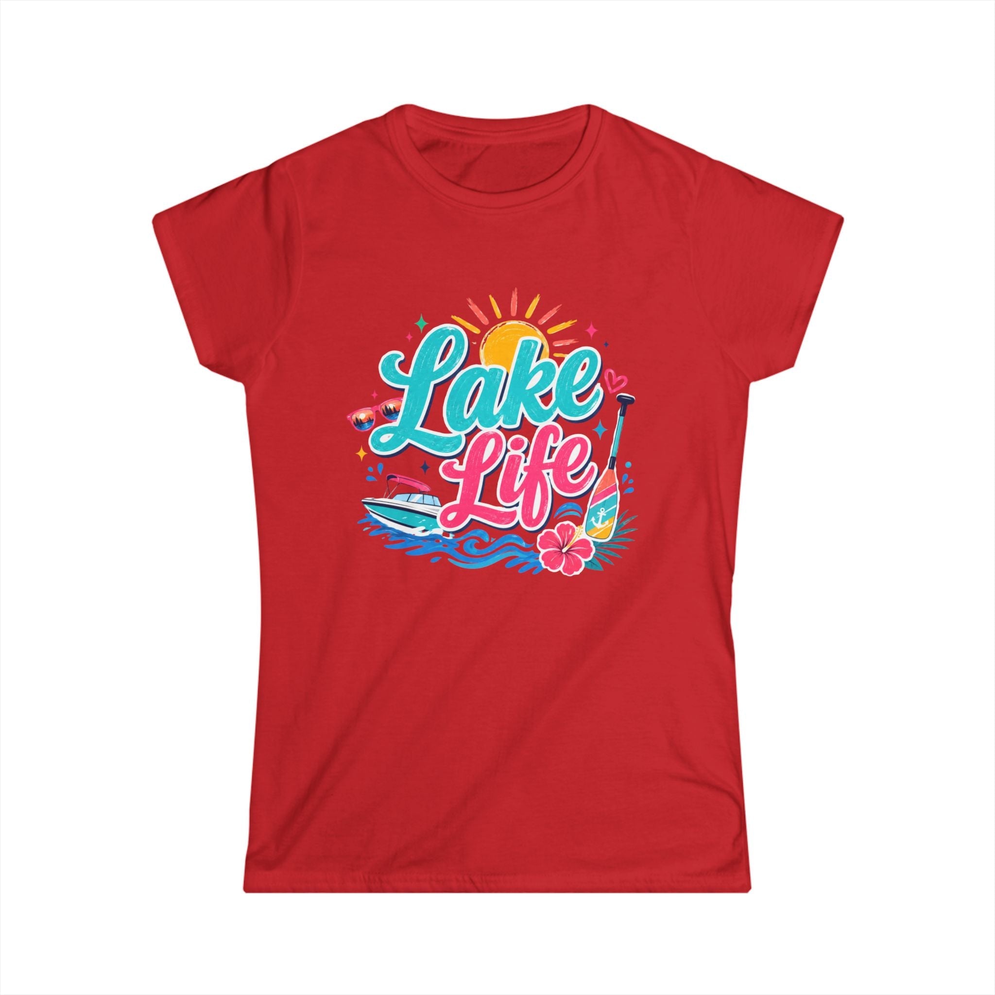 Lake Life Women's Tee – Bright Summer Paddleboard & Sunshine Graphic by Printify