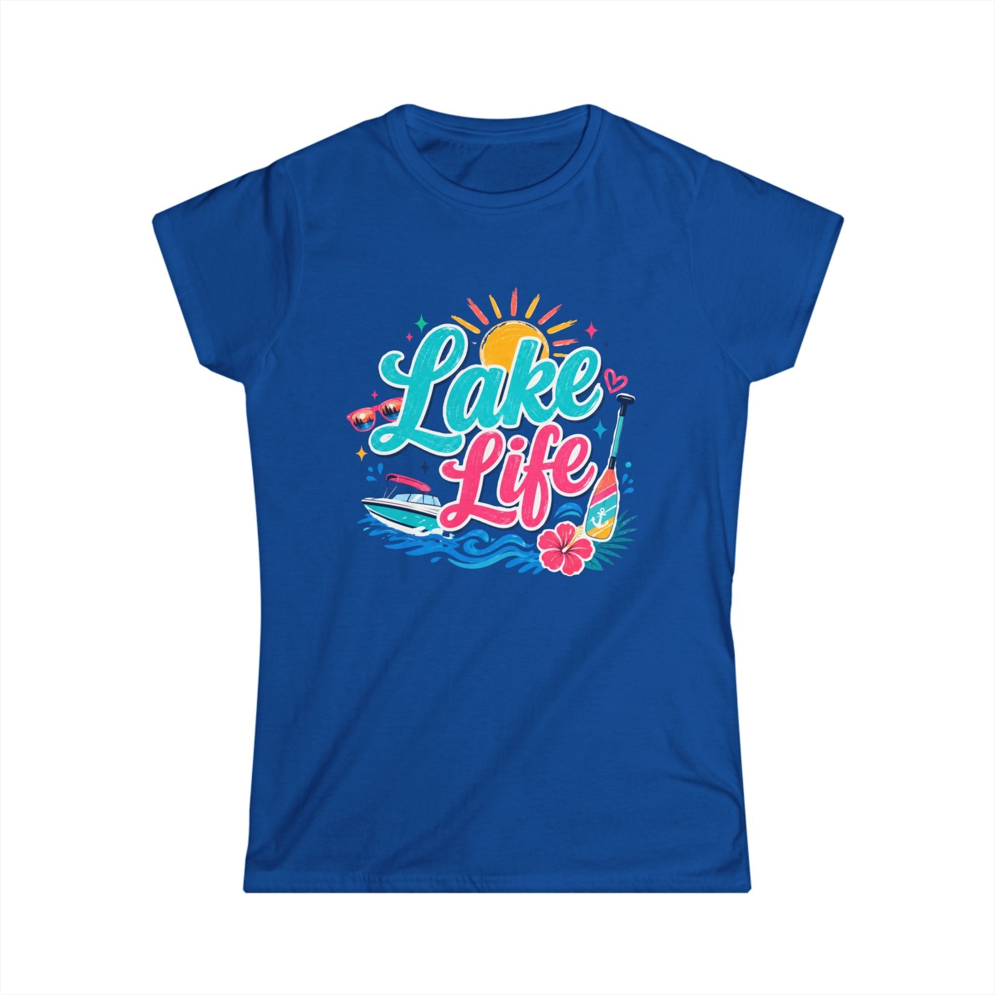 Lake Life Women's Tee – Bright Summer Paddleboard & Sunshine Graphic by Printify