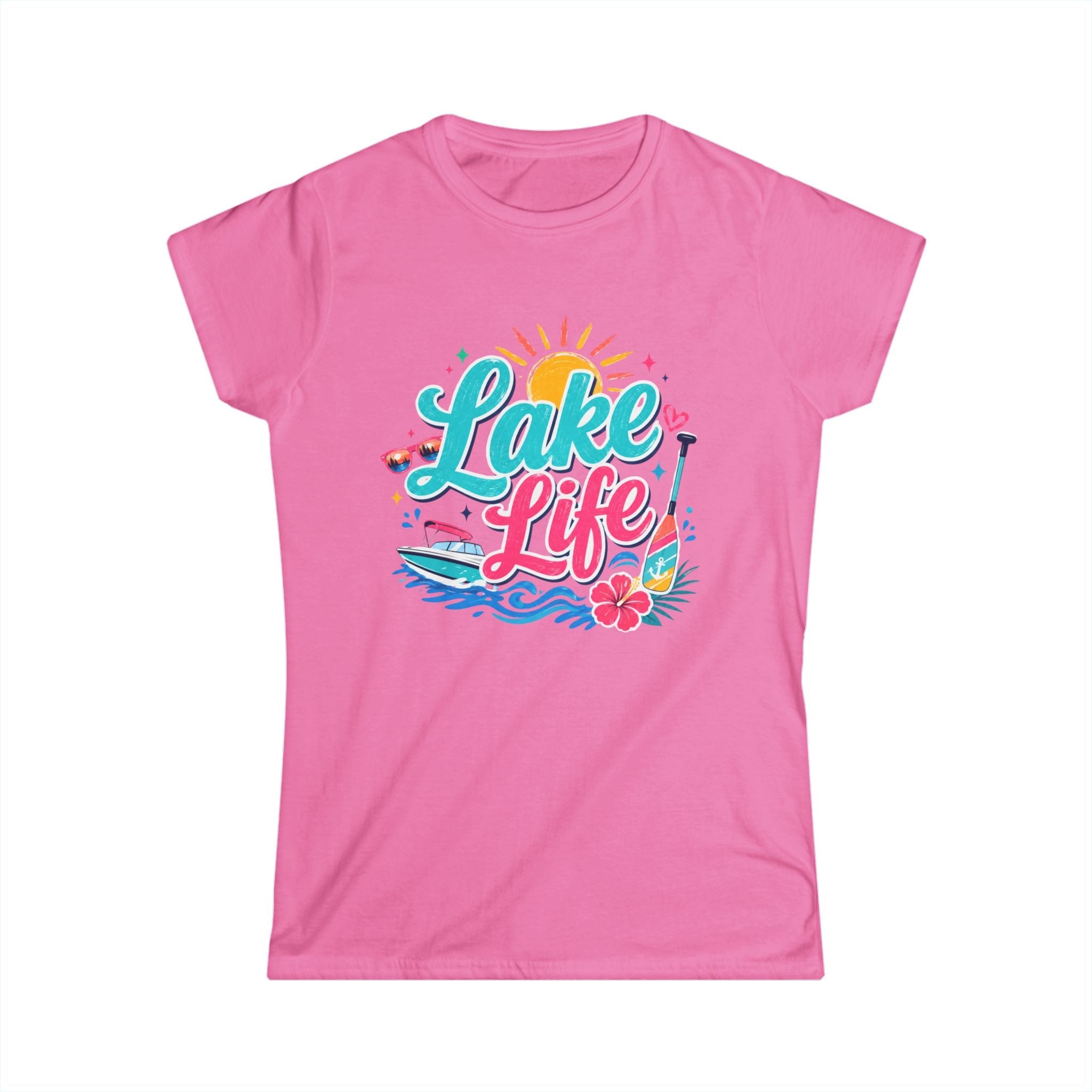 Lake Life Women's Tee – Bright Summer Paddleboard & Sunshine Graphic by Printify