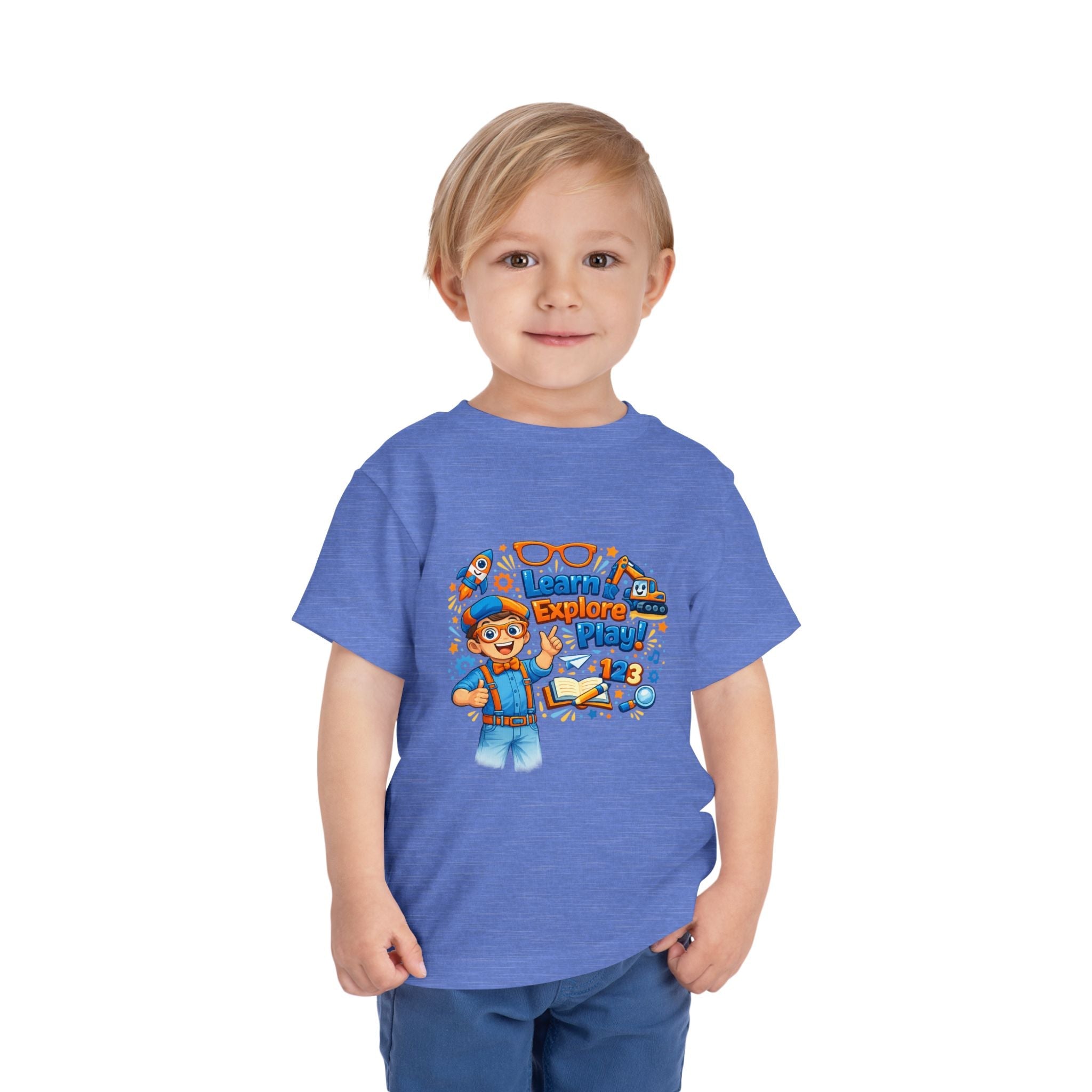Learn Explore Play Toddler Tee — Educational Kids Shirt by Printify