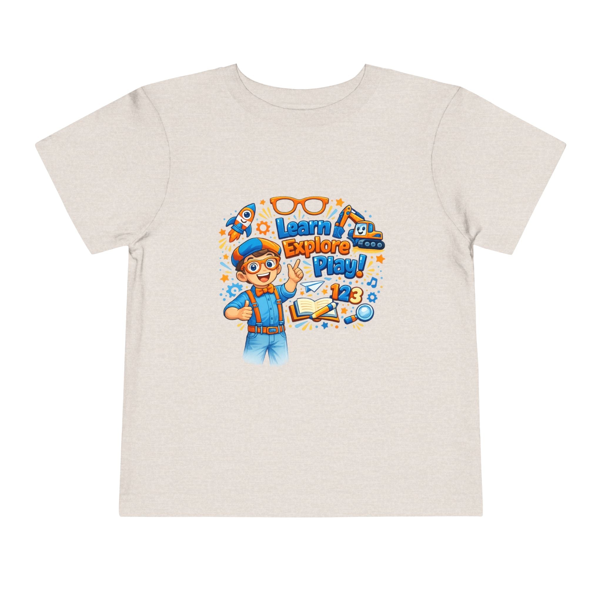 Learn Explore Play Toddler Tee — Educational Kids Shirt by Printify