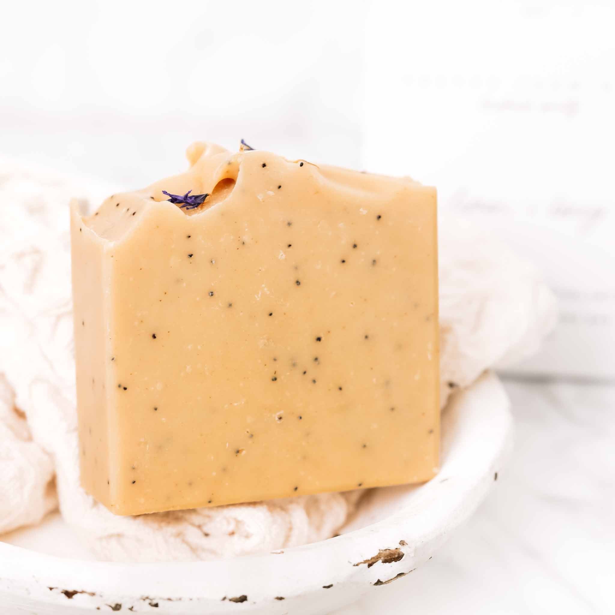 Lemon + Honey + Poppy Seed Handmade Tallow and Goat Milk Soap Bar - Grace & Grit Boutique