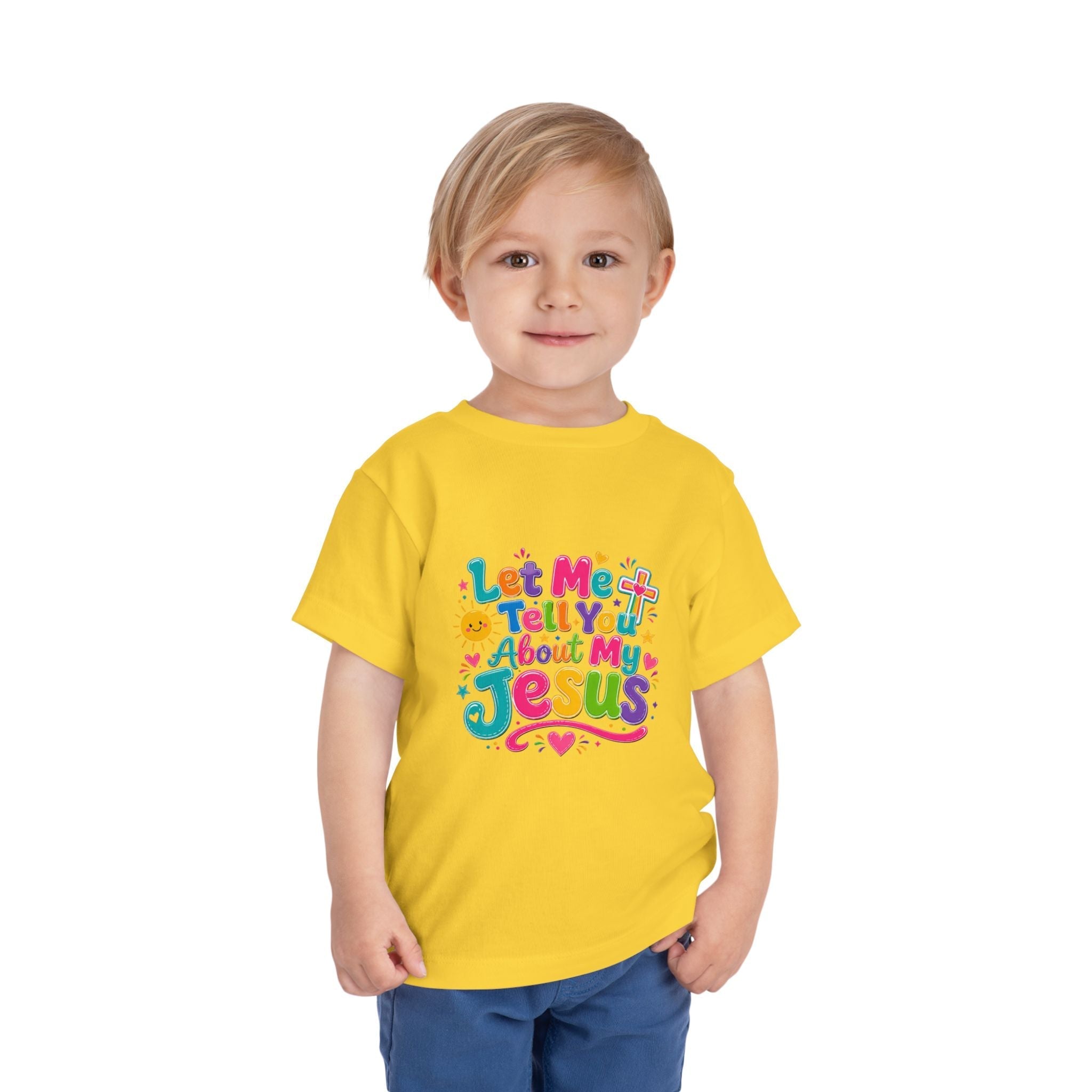 Let Me Tell You About My Jesus Toddler Tee — Colorful Christian Kids Shirt - Grace & Grit Boutique