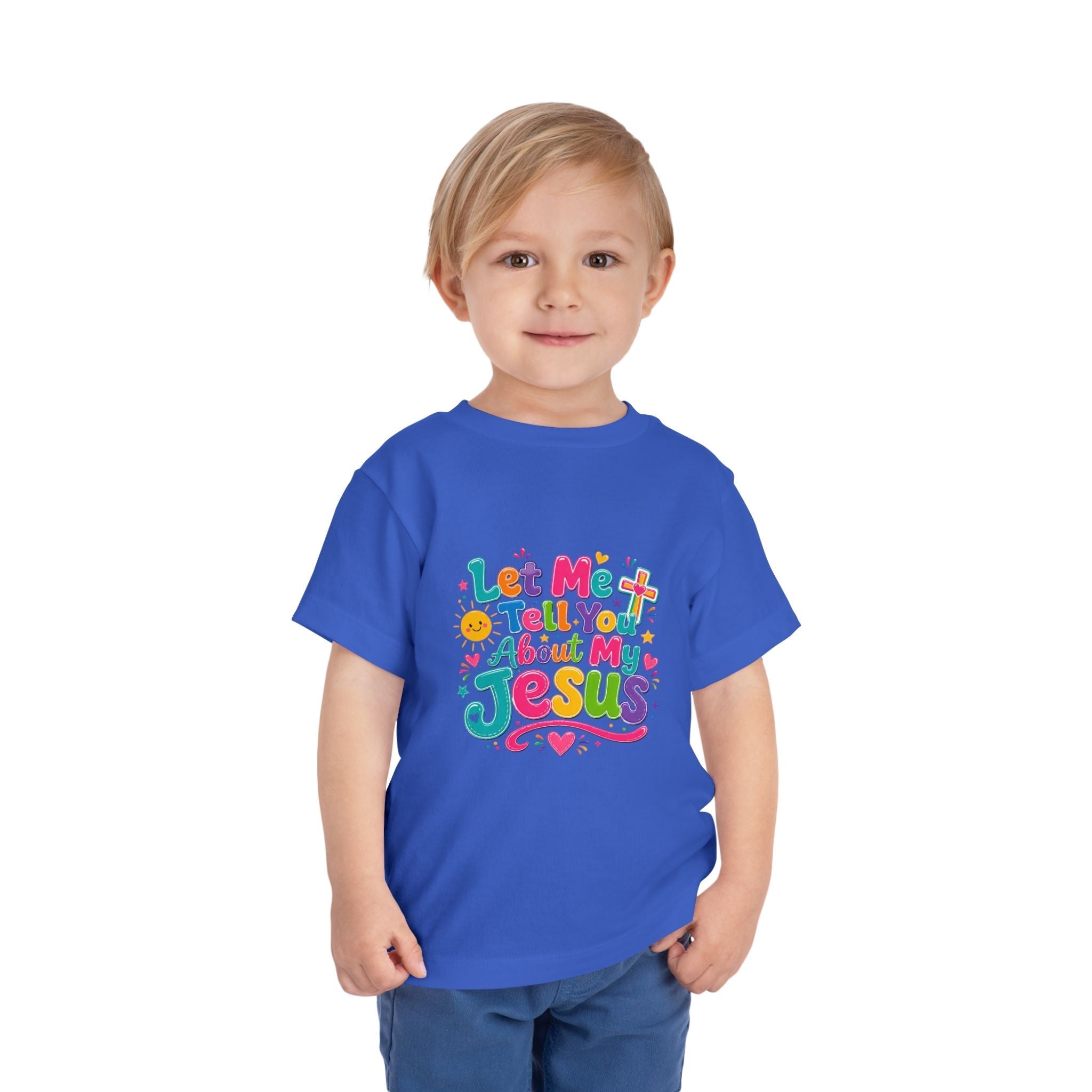 Let Me Tell You About My Jesus Toddler Tee — Colorful Christian Kids Shirt - Grace & Grit Boutique