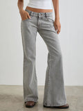 Low Rise Flare Leg Jeans - Stylish and Comfortable - Grace & Grit Boutique