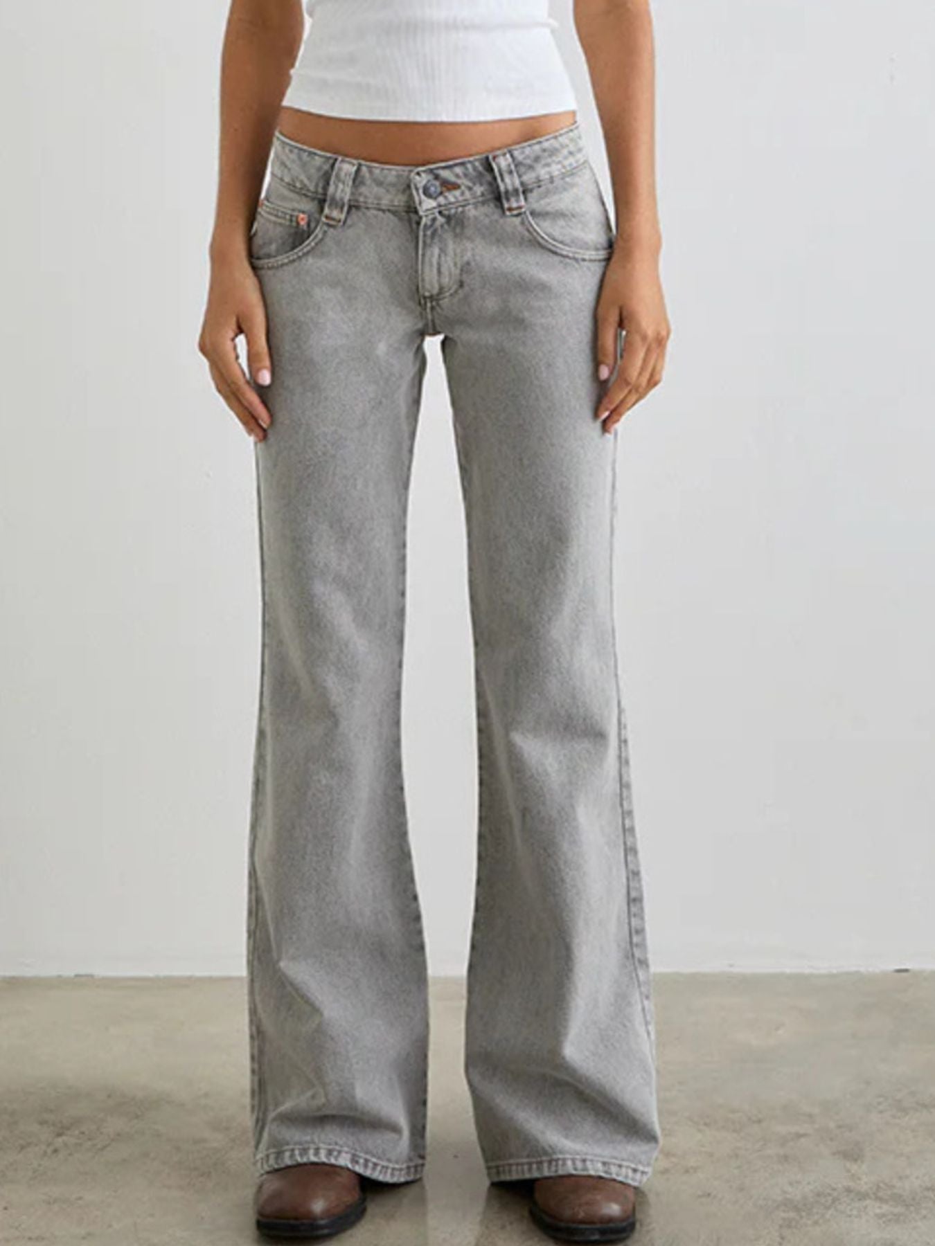 Low Rise Flare Leg Jeans - Stylish and Comfortable - Grace & Grit Boutique
