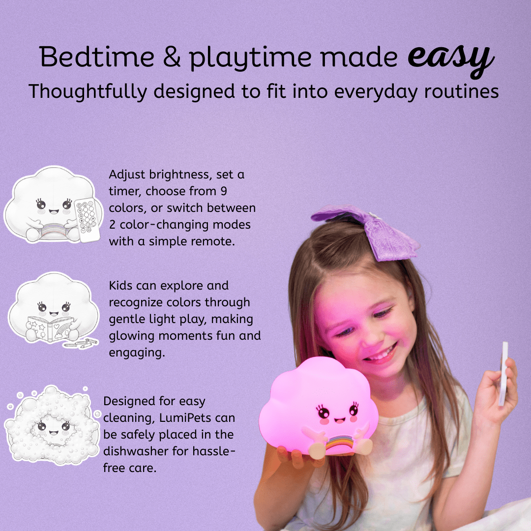 LumiPets® Kawaii Cloud - Children's Nursery Touch Night Light - Grace & Grit Boutique