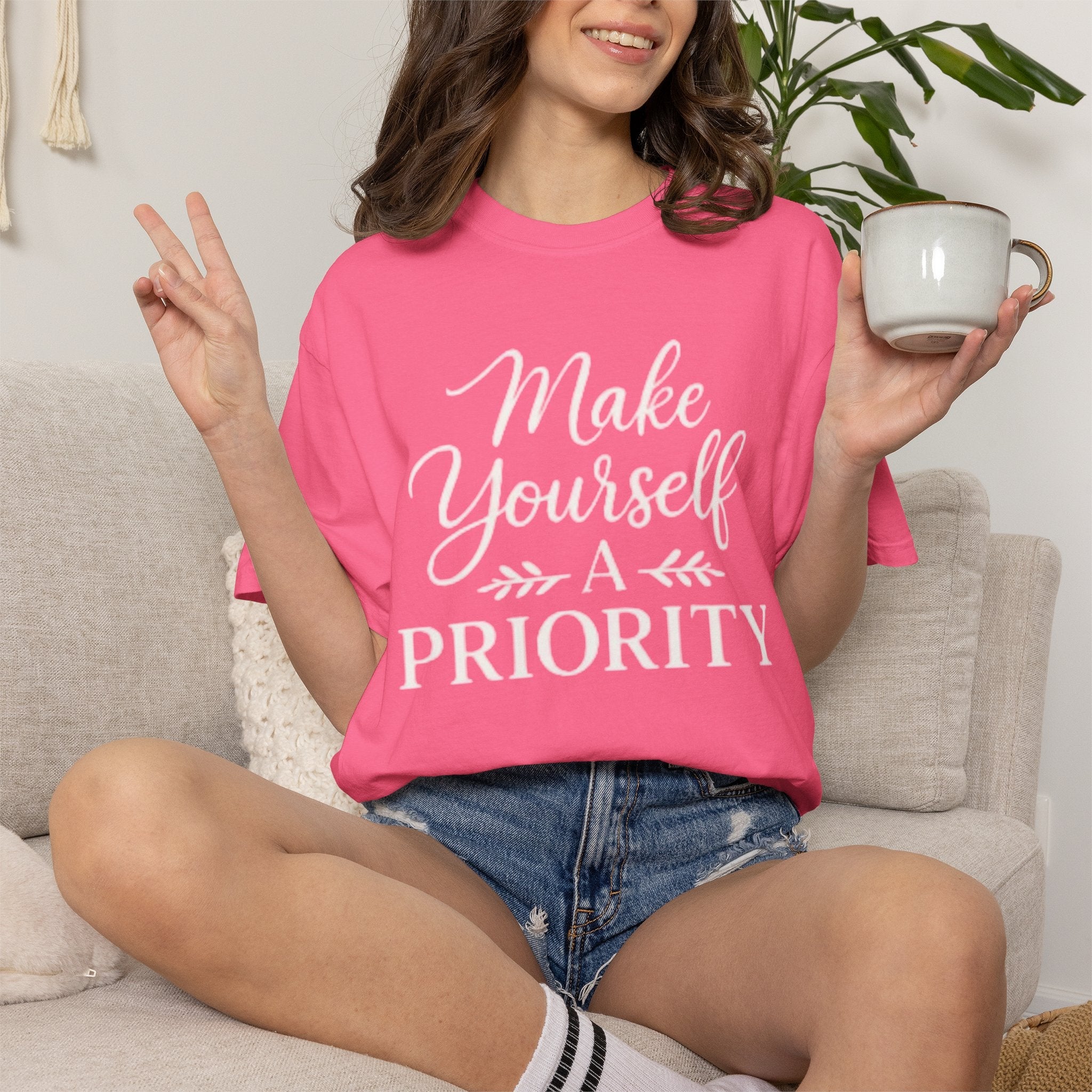 Make Yourself a Priority T-Shirt — Self-Care Inspirational Tee by Printify