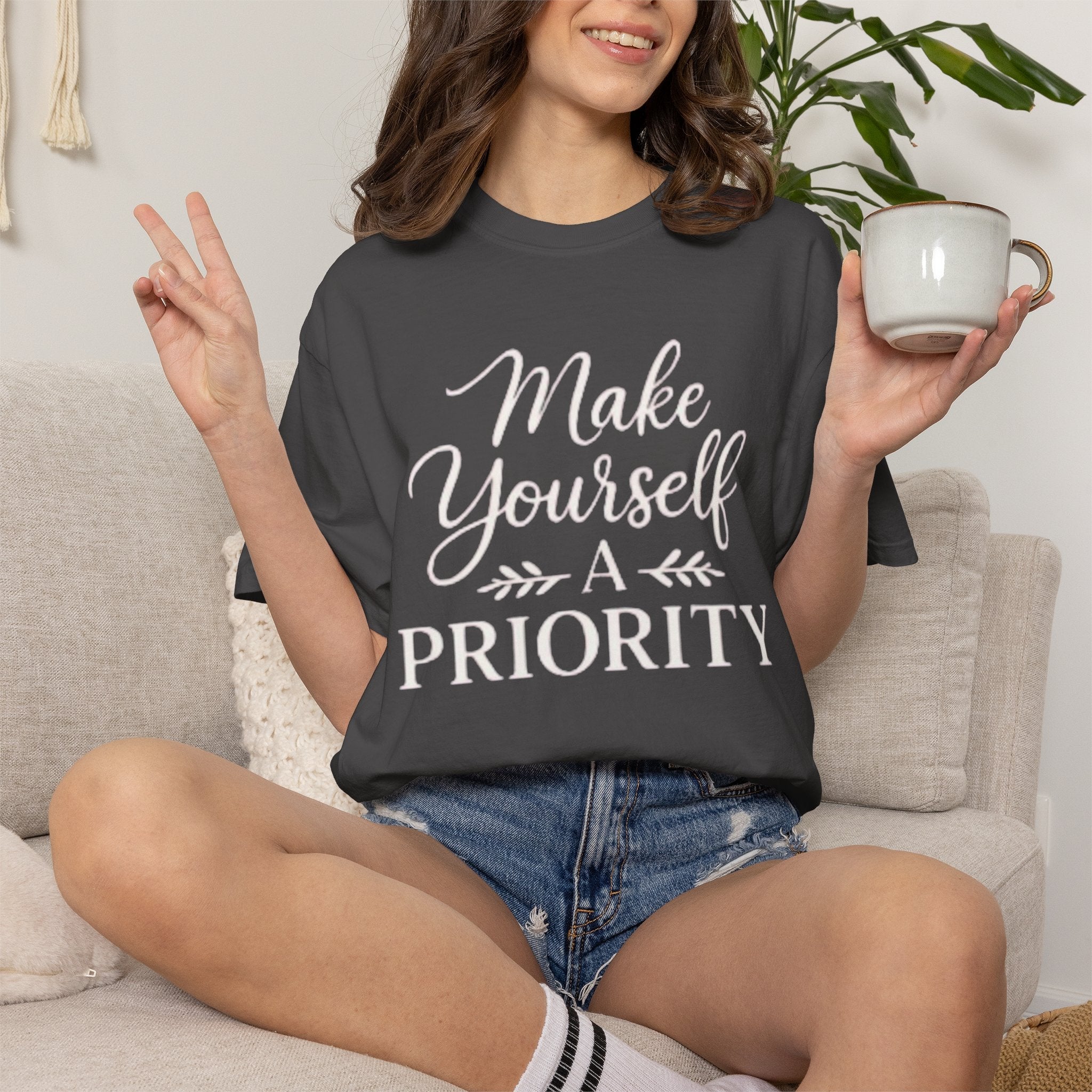Make Yourself a Priority T-Shirt — Self-Care Inspirational Tee by Printify