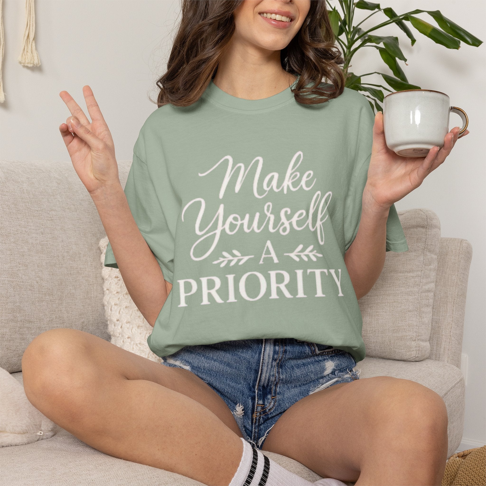 Make Yourself a Priority T-Shirt — Self-Care Inspirational Tee by Printify