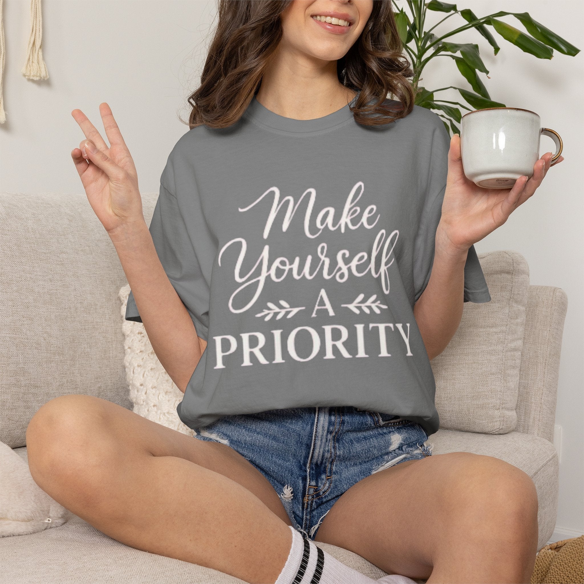 Make Yourself a Priority T-Shirt — Self-Care Inspirational Tee by Printify