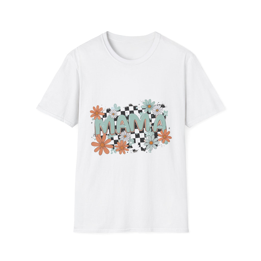 Mama Floral Checkerboard T-Shirt — Retro Daisies Mother’s Day Tee - Grace & Grit Boutique