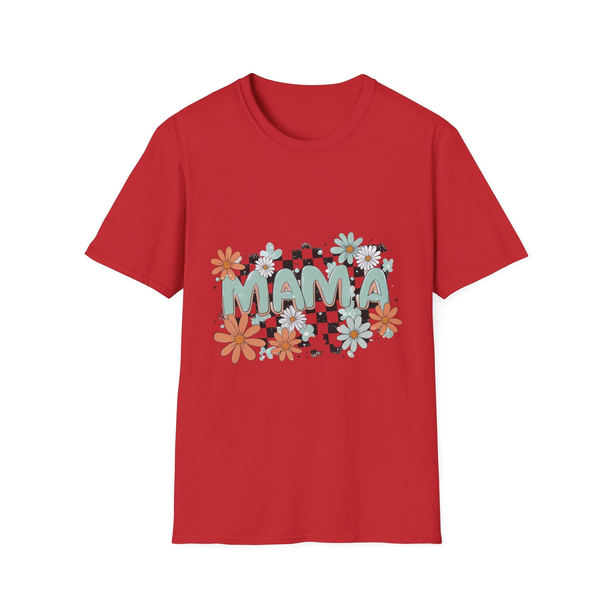 Mama Floral Checkerboard T-Shirt — Retro Daisies Mother’s Day Tee - Grace & Grit Boutique
