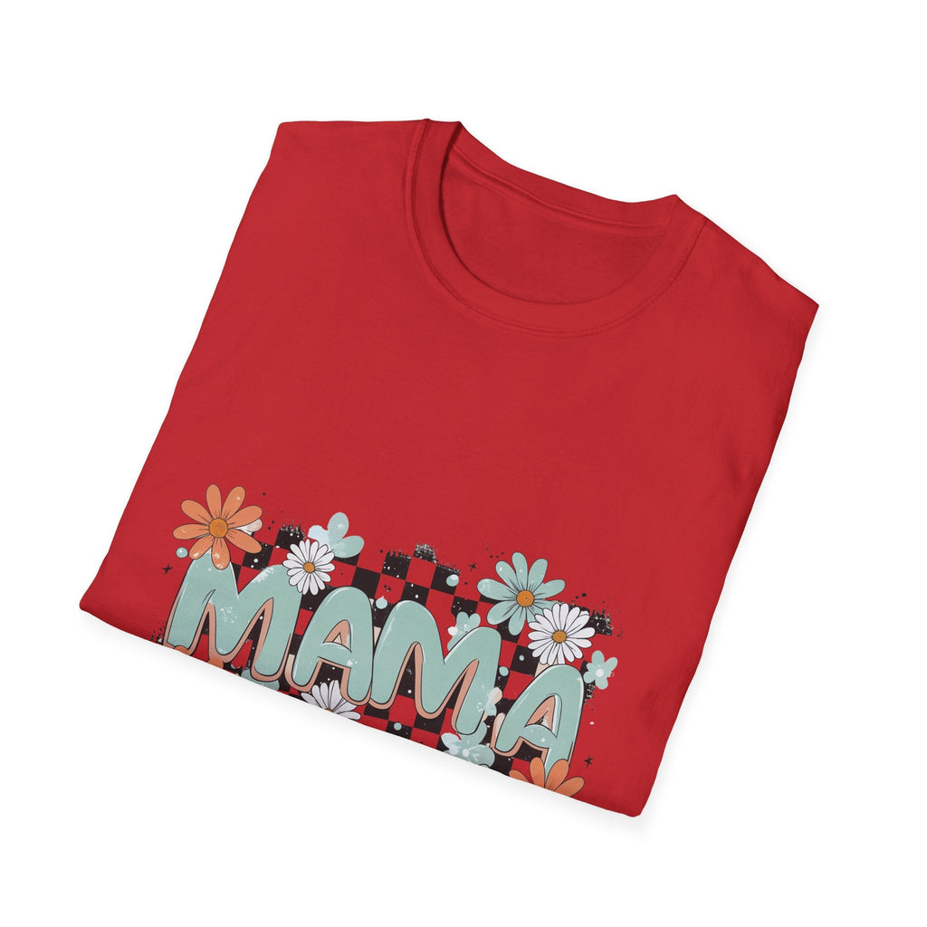 Mama Floral Checkerboard T-Shirt — Retro Daisies Mother’s Day Tee - Grace & Grit Boutique