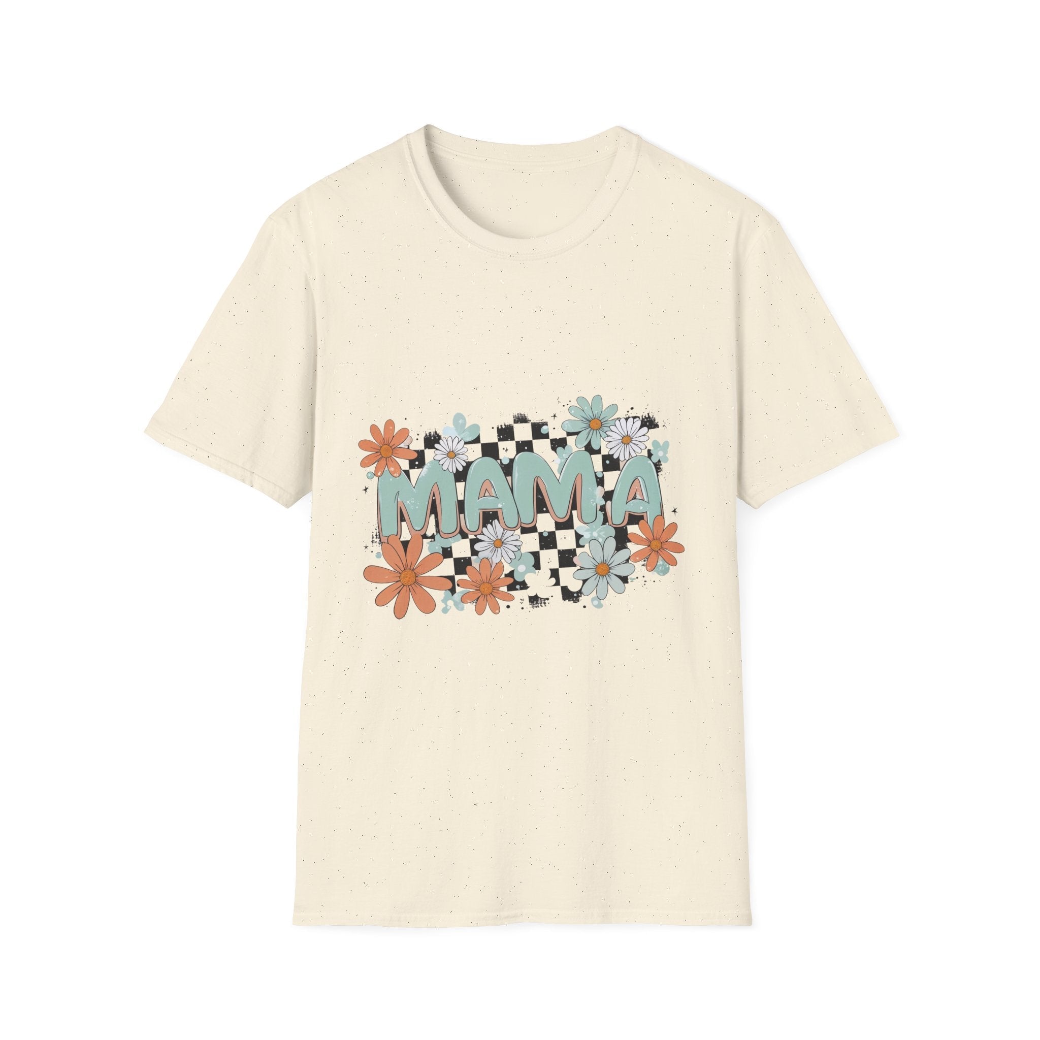 Mama Floral Checkerboard T-Shirt — Retro Daisies Mother’s Day Tee - Grace & Grit Boutique