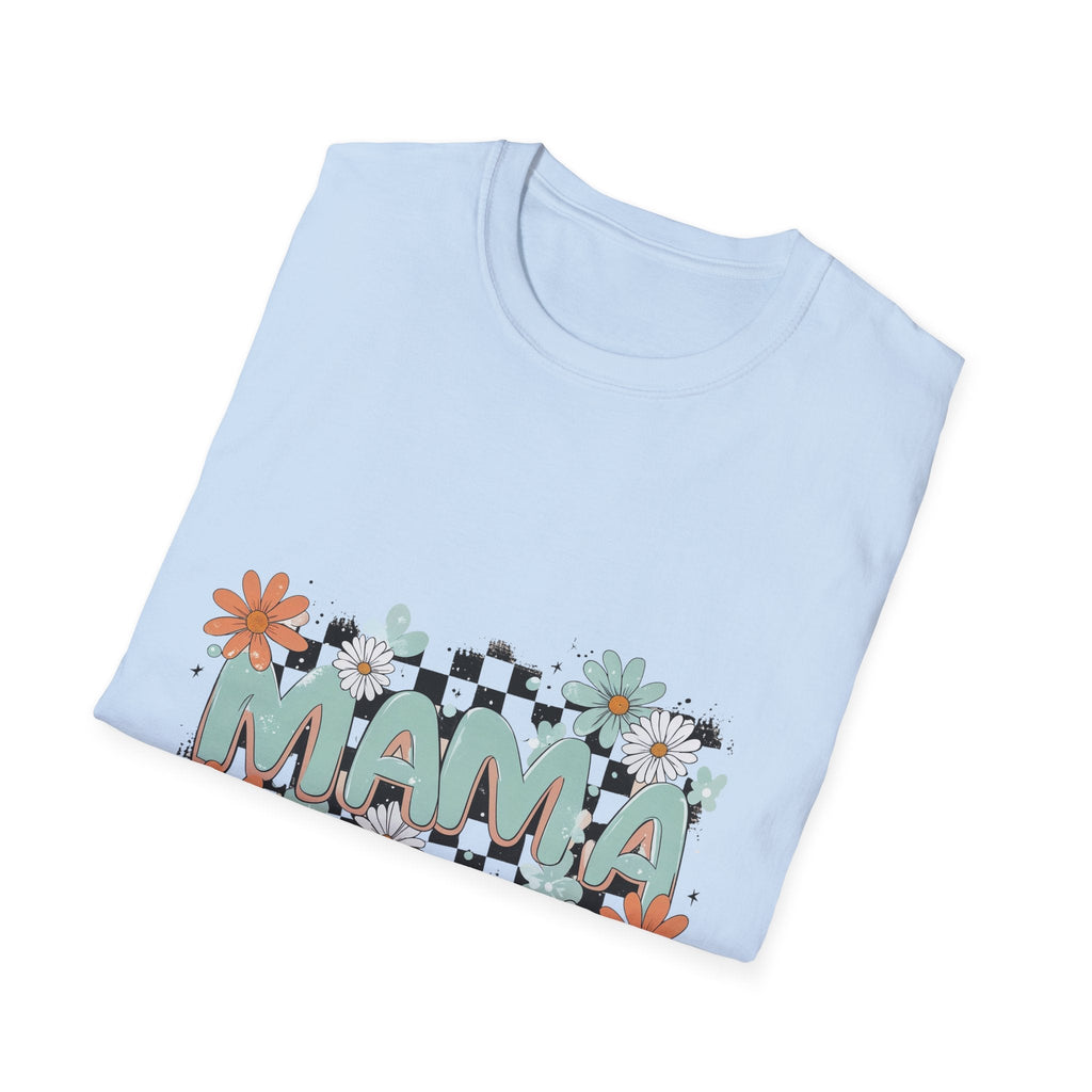Mama Floral Checkerboard T-Shirt — Retro Daisies Mother’s Day Tee - Grace & Grit Boutique