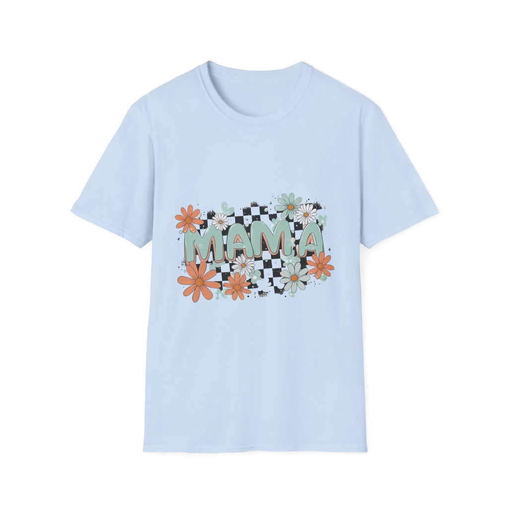 Mama Floral Checkerboard T-Shirt — Retro Daisies Mother’s Day Tee - Grace & Grit Boutique