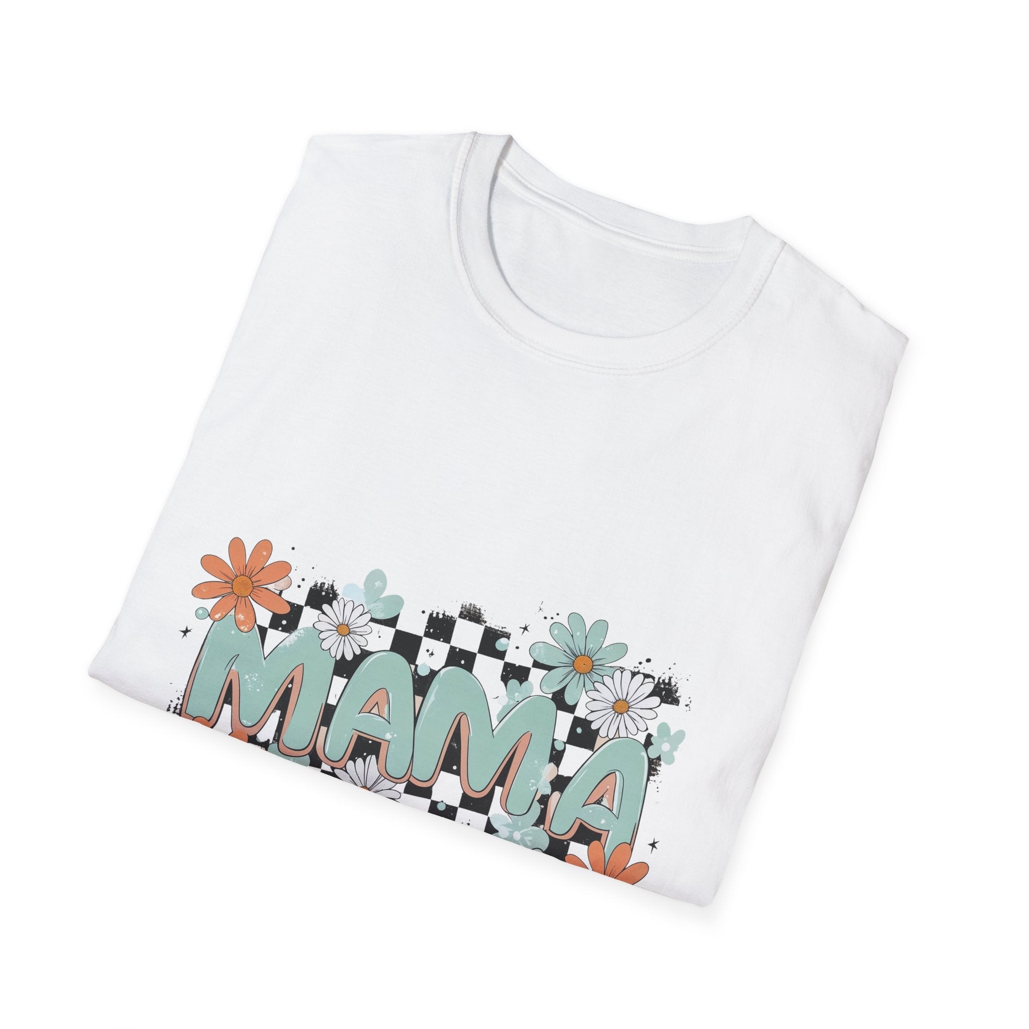 Mama Floral Checkerboard T-Shirt — Retro Daisies Mother’s Day Tee - Grace & Grit Boutique