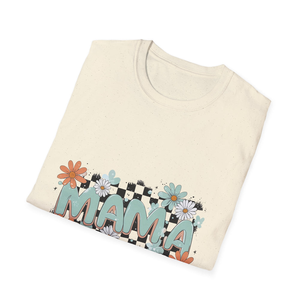 Mama Floral Checkerboard T-Shirt — Retro Daisies Mother’s Day Tee - Grace & Grit Boutique
