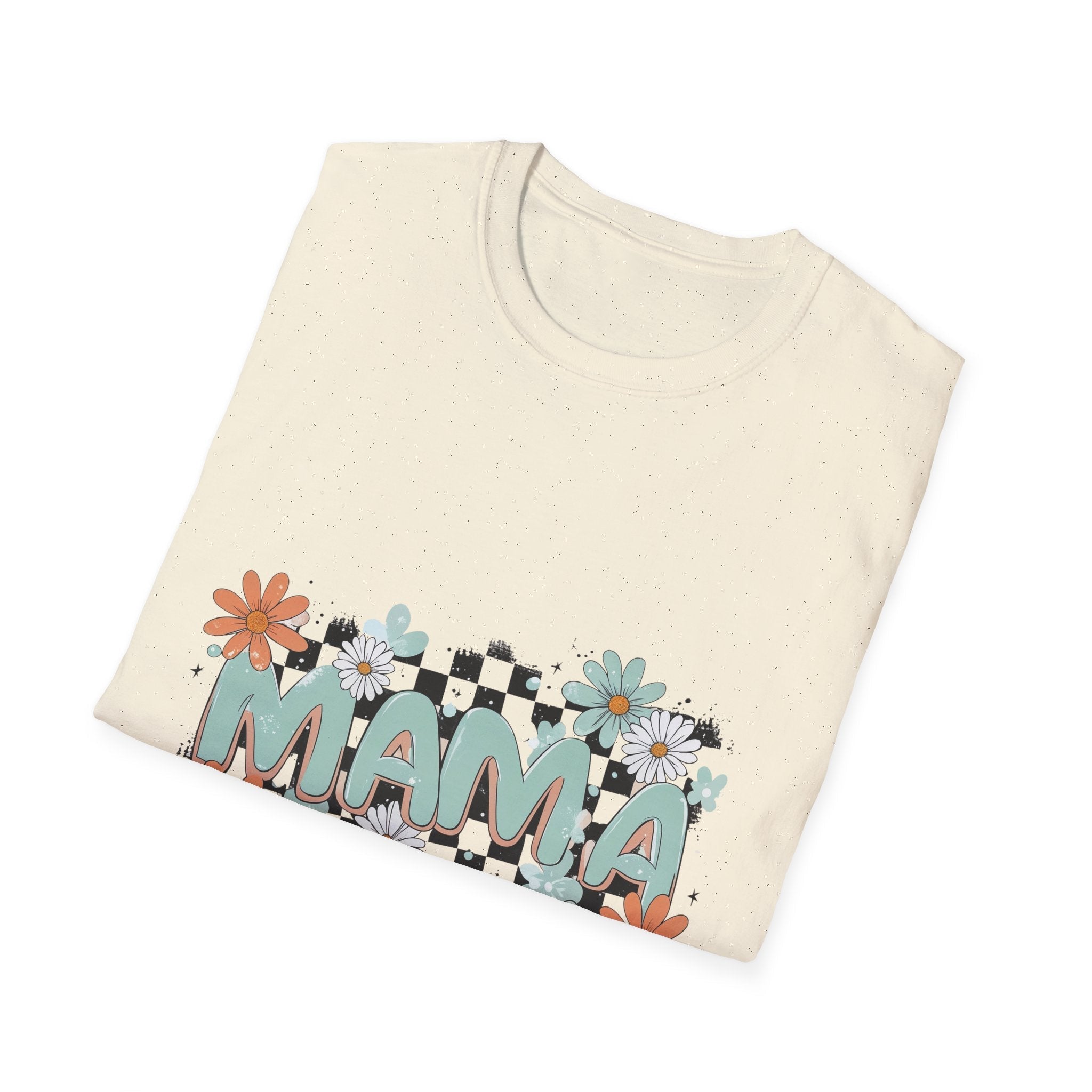 Mama Floral Checkerboard T-Shirt — Retro Daisies Mother’s Day Tee - Grace & Grit Boutique