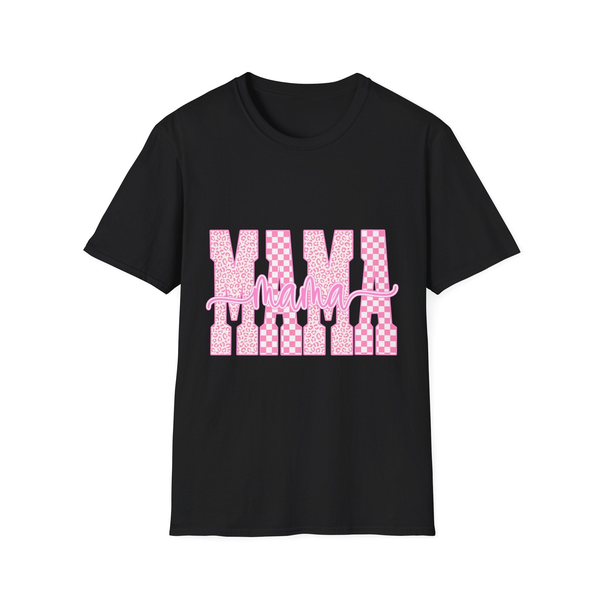 MAMA T-Shirt | Pink checkerboard script design - Grace & Grit Boutique