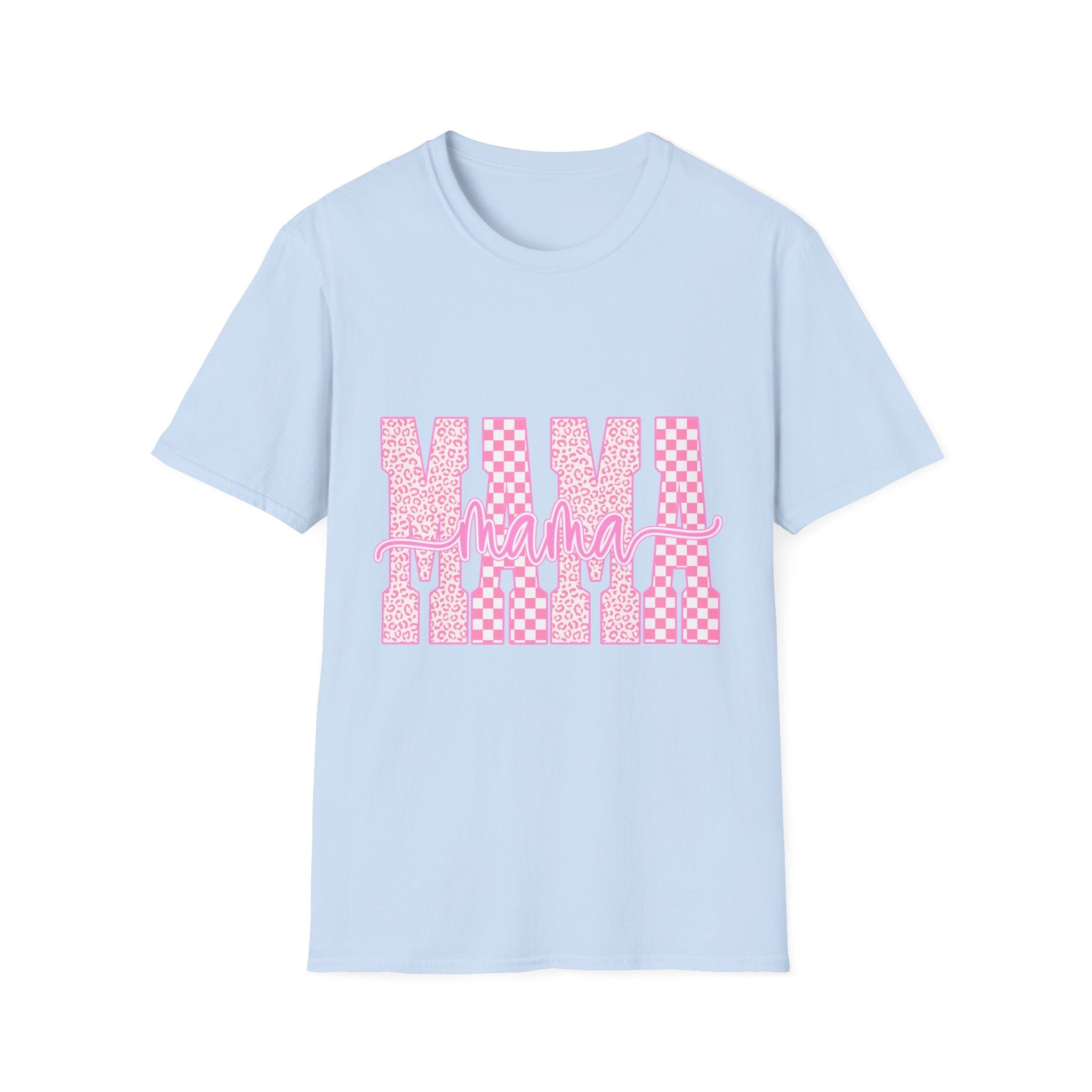 MAMA T-Shirt | Pink checkerboard script design - Grace & Grit Boutique