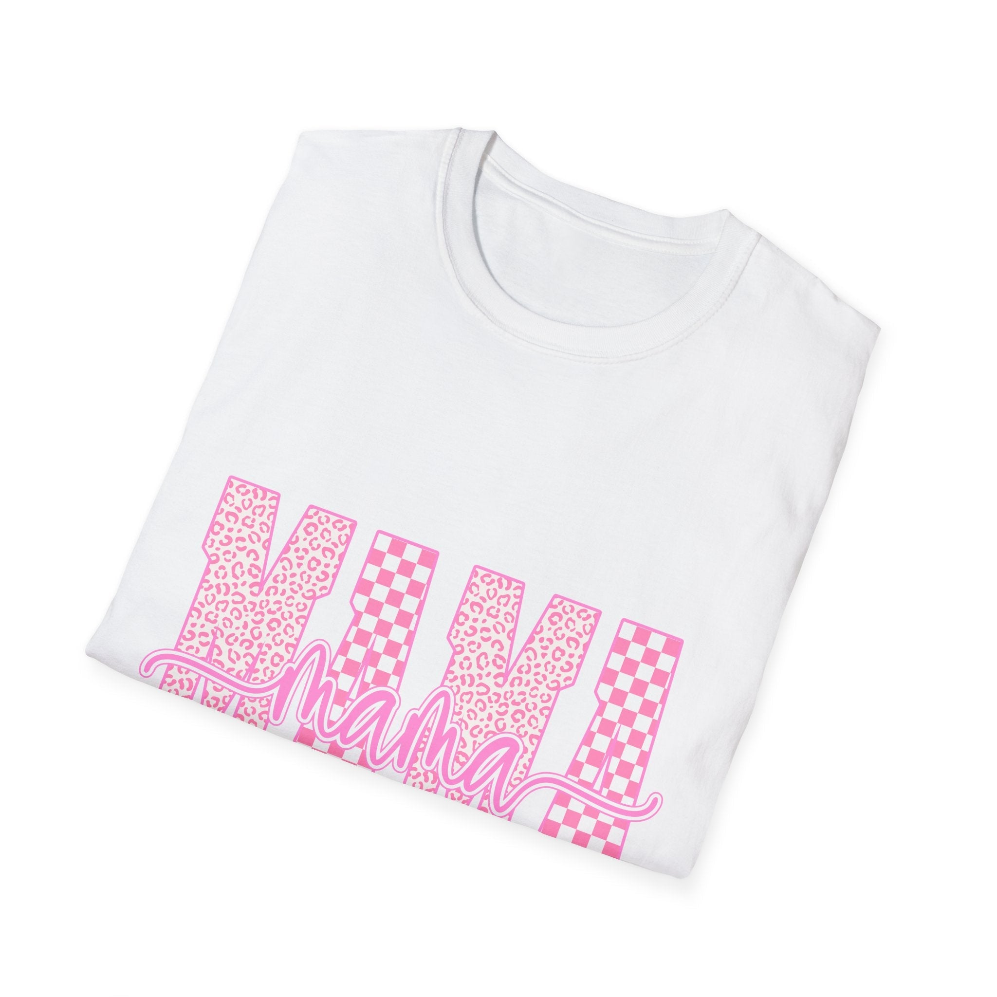 MAMA T-Shirt | Pink checkerboard script design - Grace & Grit Boutique