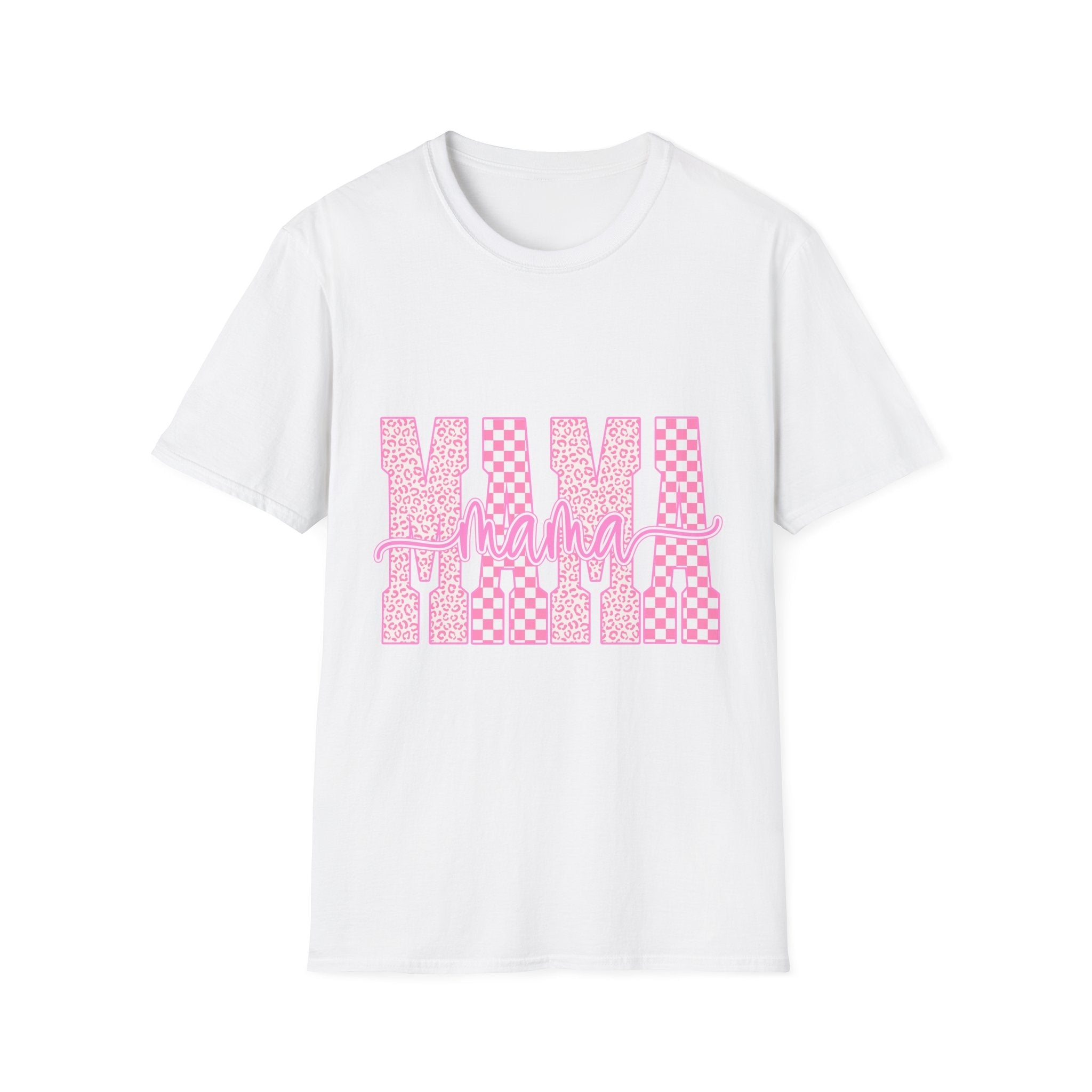 MAMA T-Shirt | Pink checkerboard script design - Grace & Grit Boutique