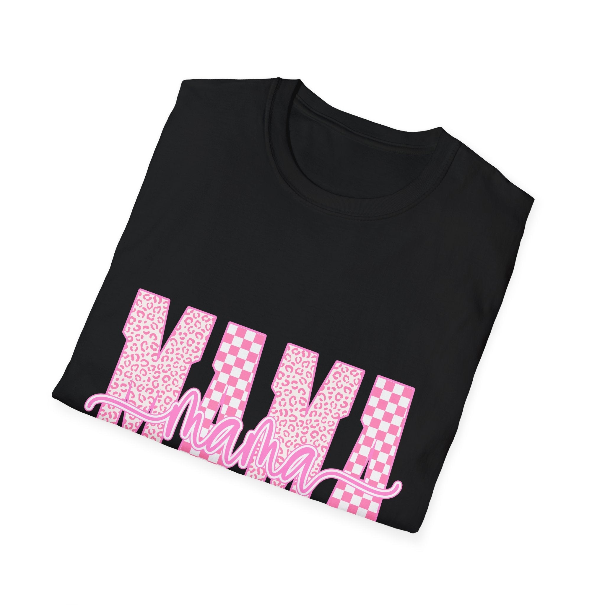MAMA T-Shirt | Pink checkerboard script design - Grace & Grit Boutique