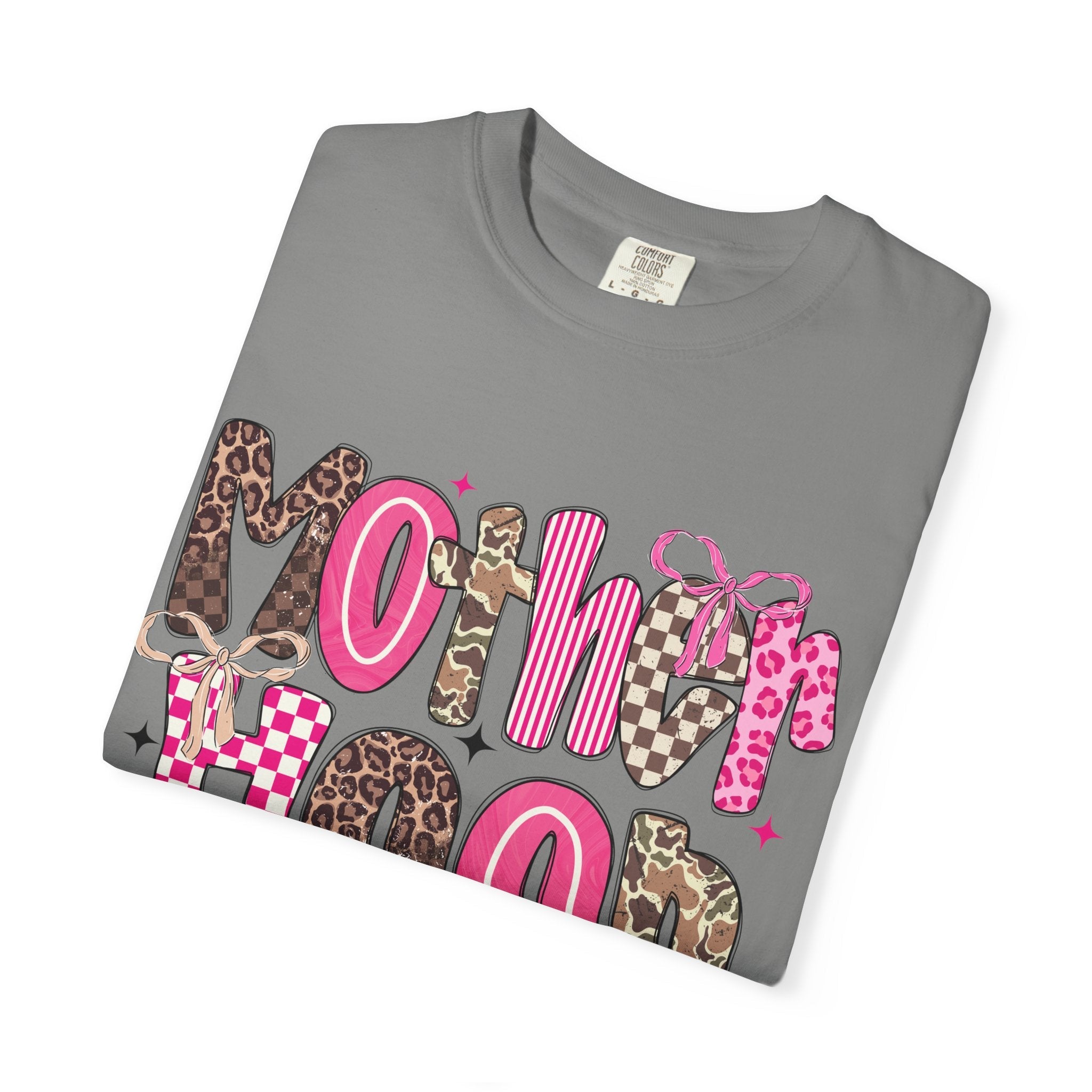 Motherhood Mood T-Shirt | pink leopard, cowgirl boots, playful typography - Grace & Grit Boutique