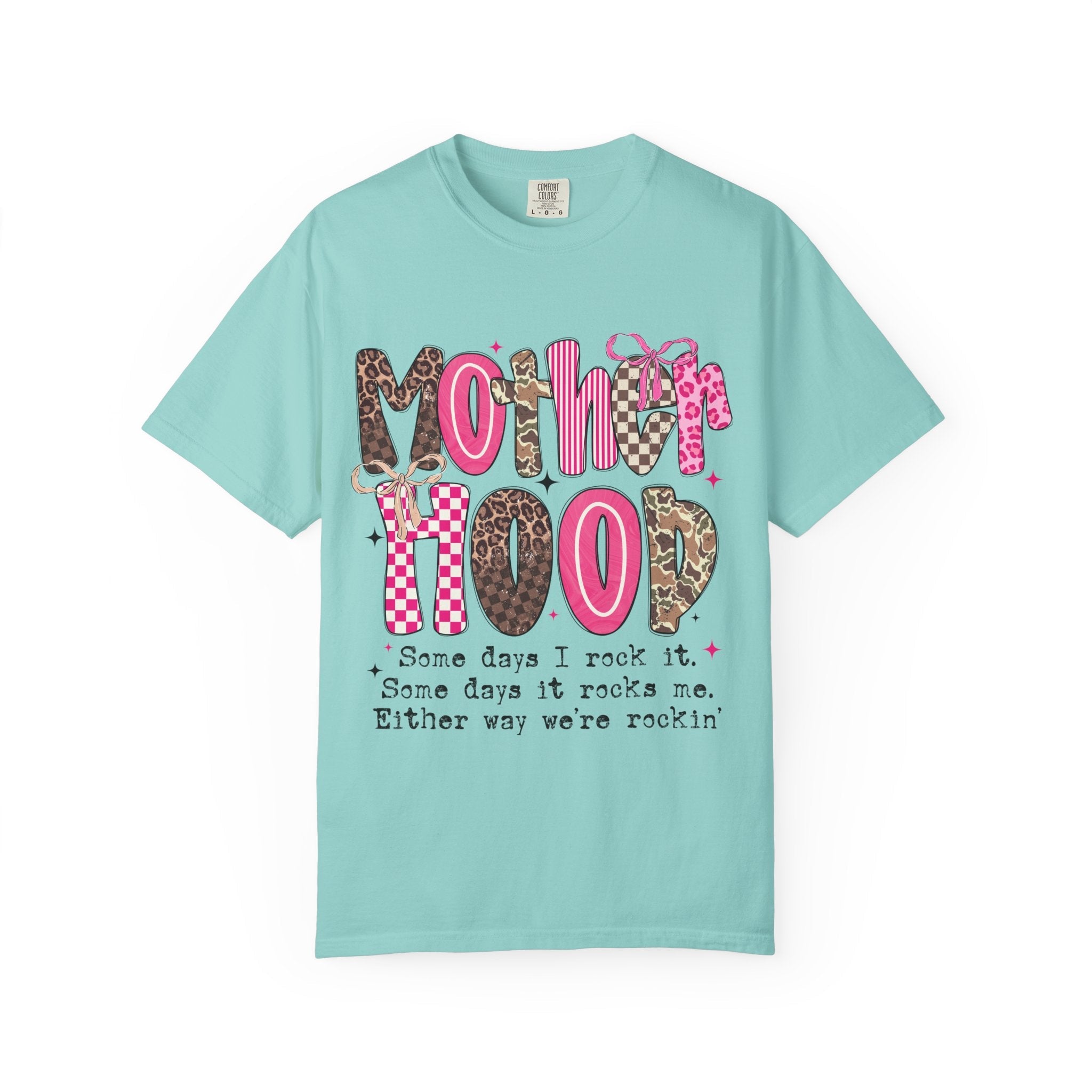 Motherhood Mood T-Shirt | pink leopard, cowgirl boots, playful typography - Grace & Grit Boutique