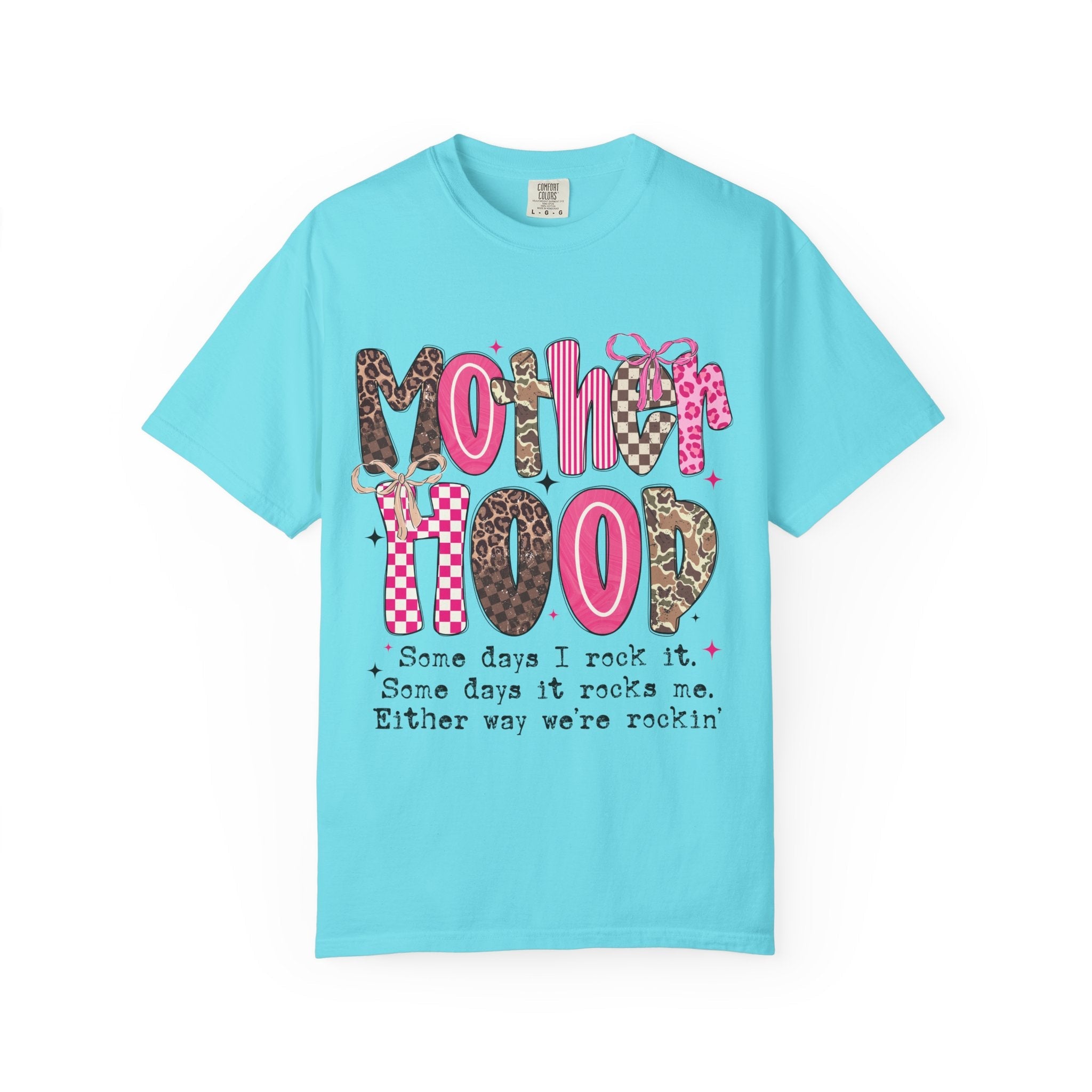 Motherhood Mood T-Shirt | pink leopard, cowgirl boots, playful typography - Grace & Grit Boutique