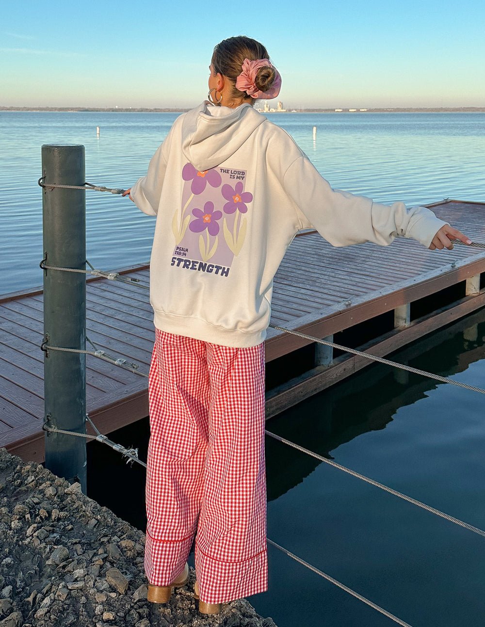My Strength Floral Unisex Hoodie - Grace & Grit Boutique