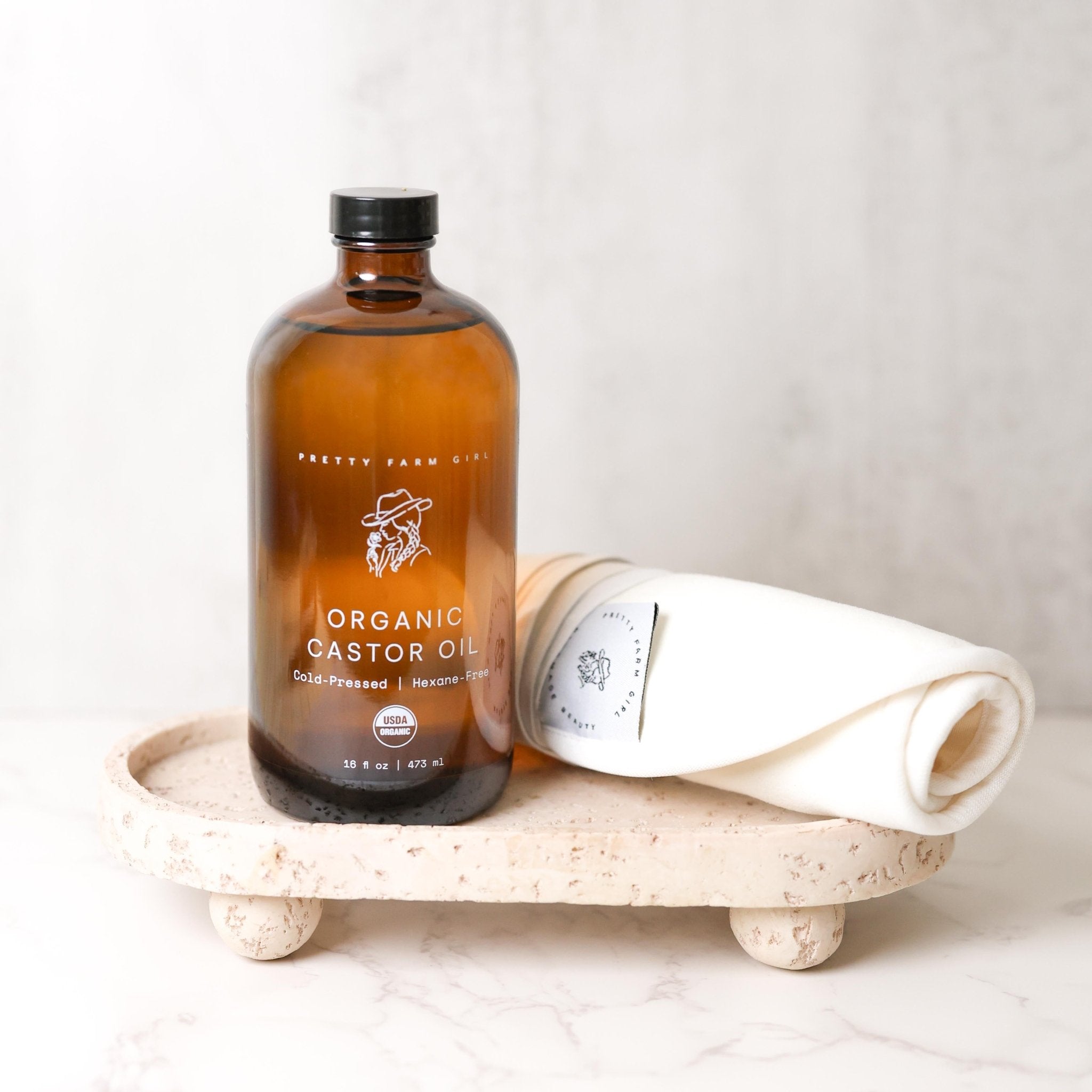 Organic Pure Castor Oil + Cloth Pack Bundle - Grace & Grit Boutique