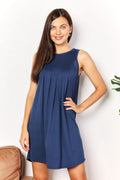 Perfee Round Neck Sleeveless Mini Dress - Grace & Grit Boutique