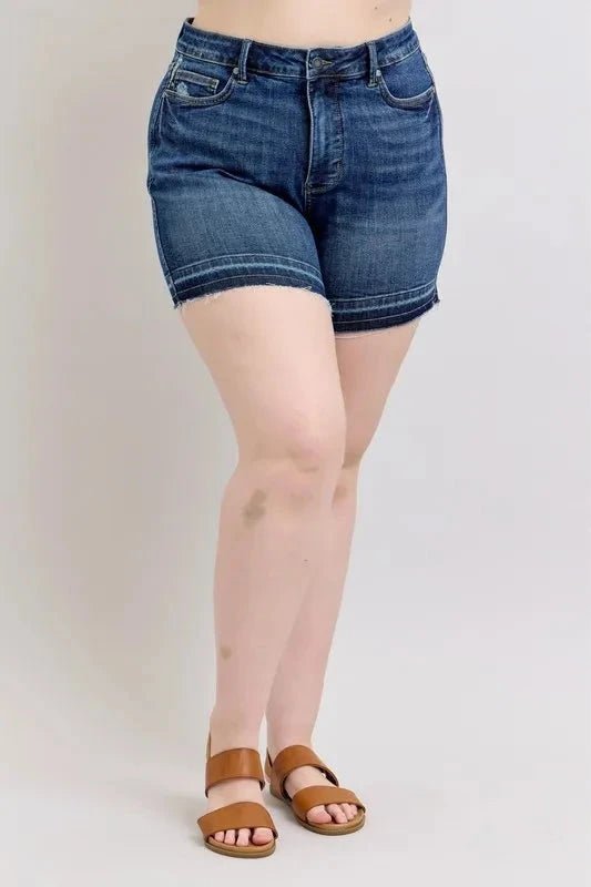 Plus Size Tummy Control Denim Shorts by Judy Blue - Grace & Grit Boutique