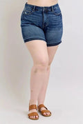 Plus Size Tummy Control Denim Shorts by Judy Blue - Grace & Grit Boutique