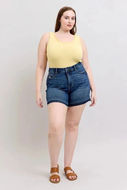 Plus Size Tummy Control Denim Shorts by Judy Blue - Grace & Grit Boutique