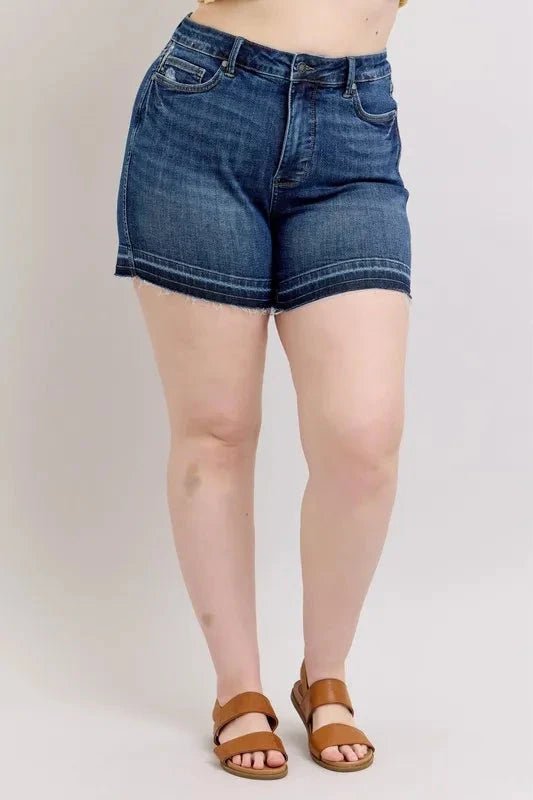 Plus Size Tummy Control Denim Shorts by Judy Blue - Grace & Grit Boutique