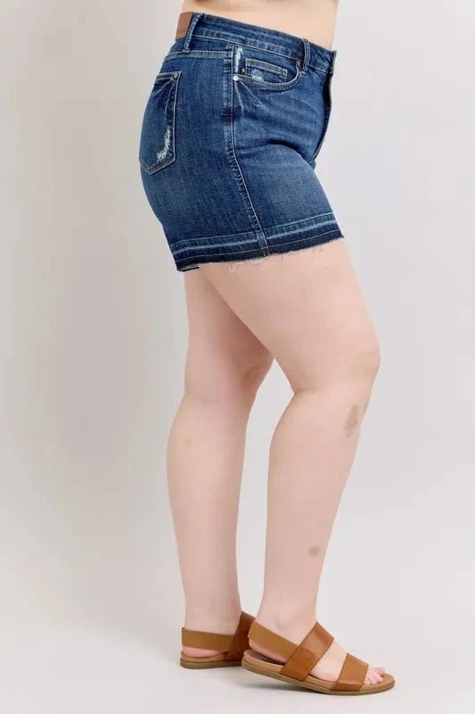 Plus Size Tummy Control Denim Shorts by Judy Blue - Grace & Grit Boutique