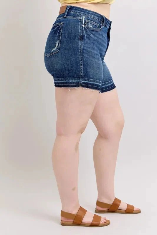 Plus Size Tummy Control Denim Shorts by Judy Blue - Grace & Grit Boutique