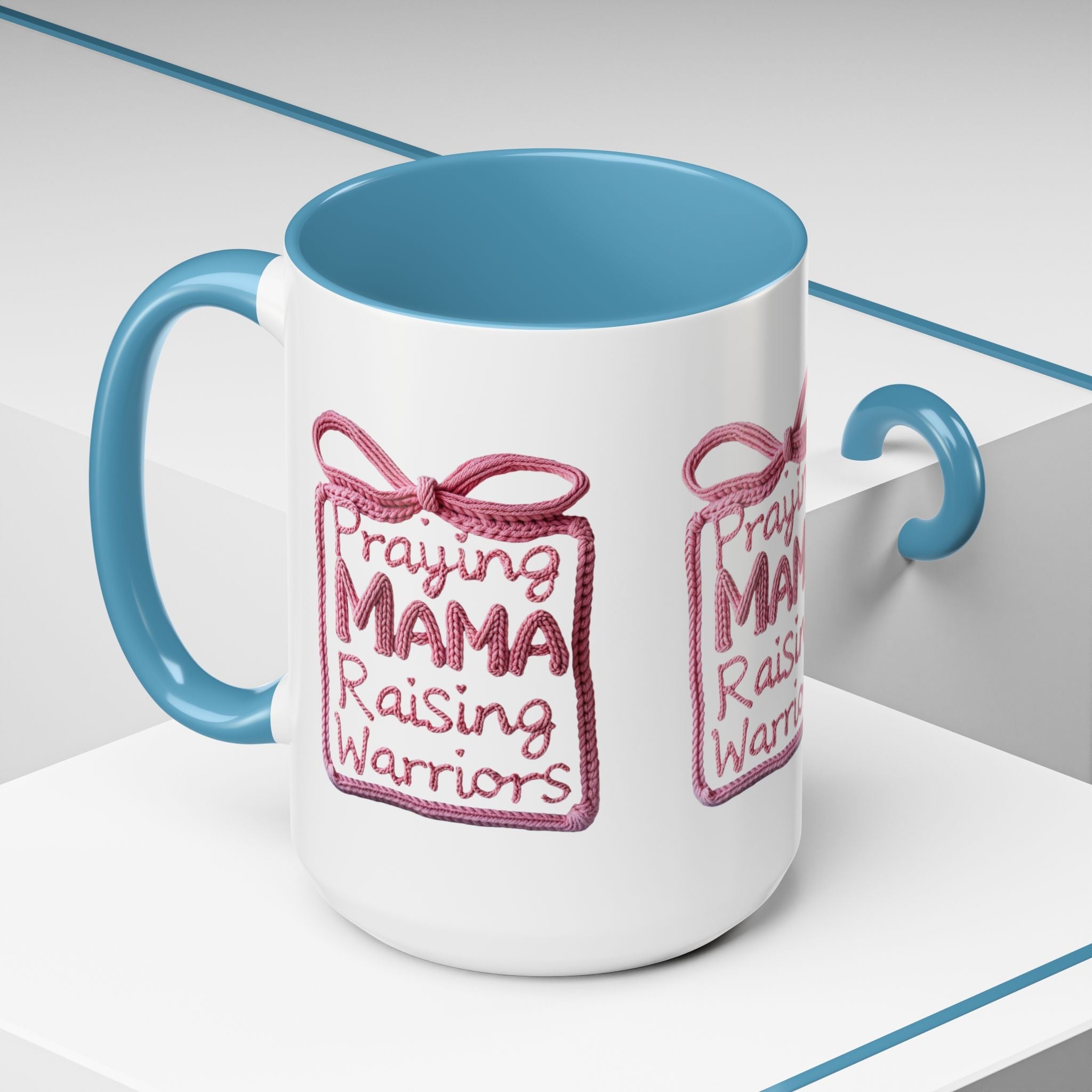 Praying Mama Raising Warriors Coffee Mug (Accent, 11/15oz) - Grace & Grit Boutique