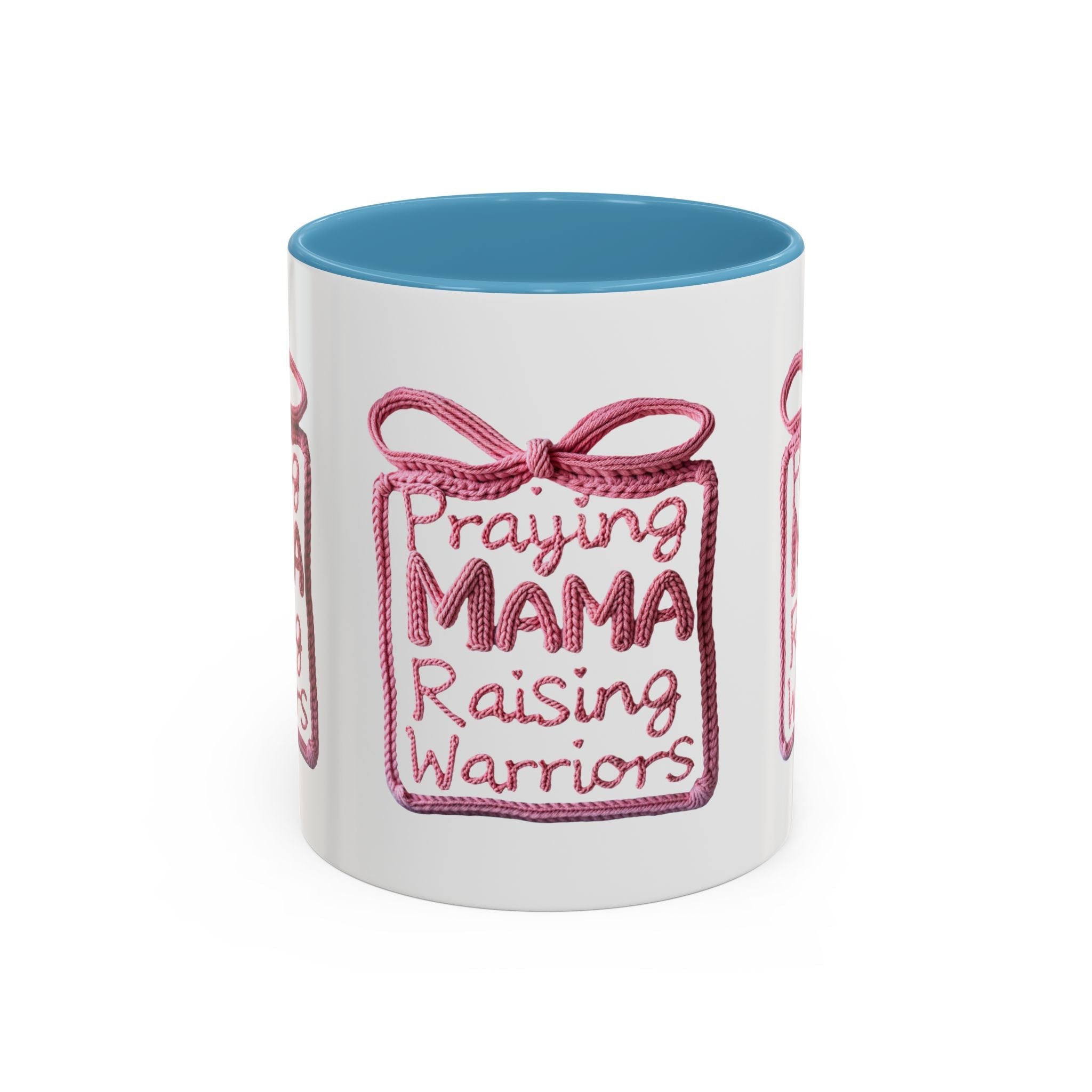 Praying Mama Raising Warriors Coffee Mug (Accent, 11/15oz) by Printify