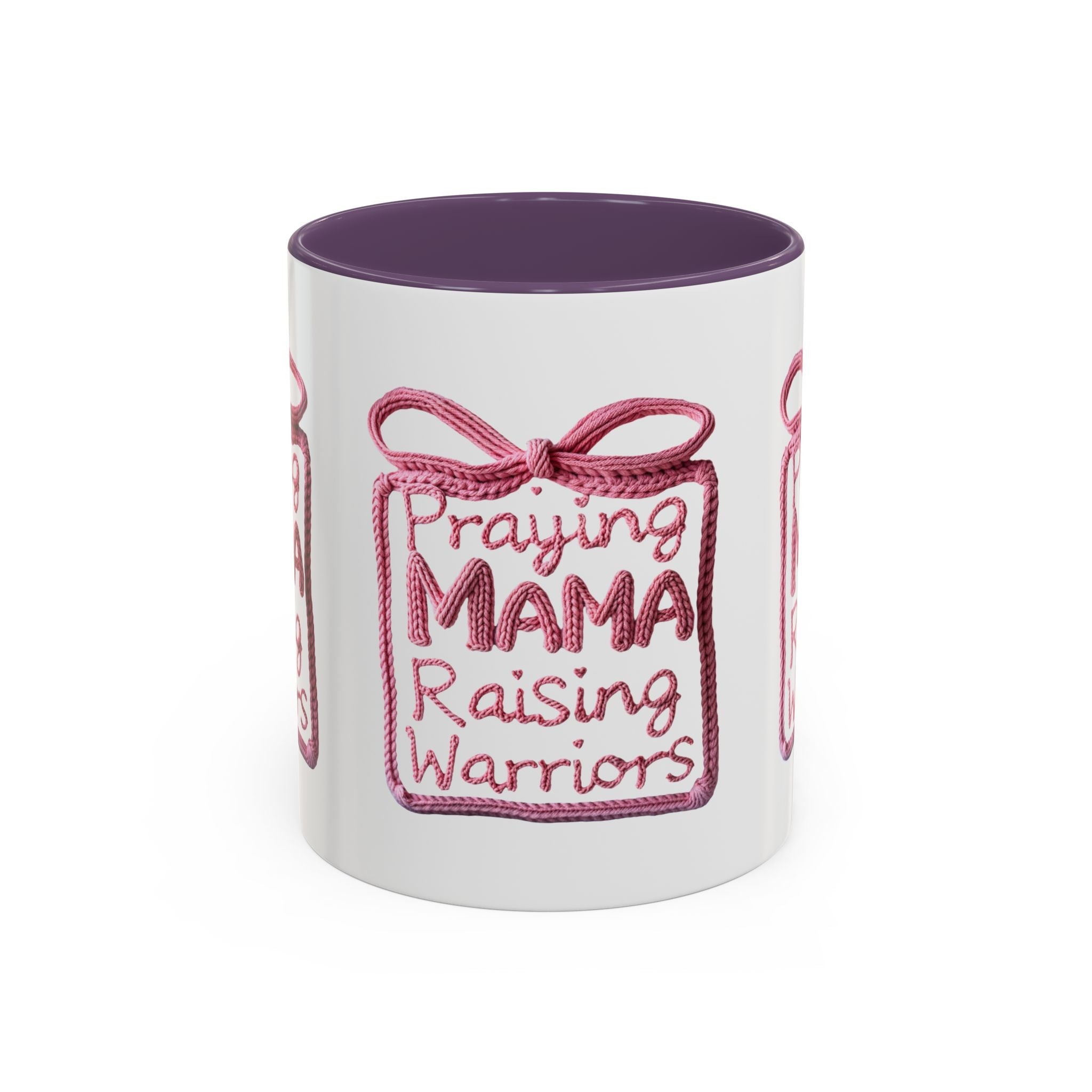 Praying Mama Raising Warriors Coffee Mug (Accent, 11/15oz) by Printify