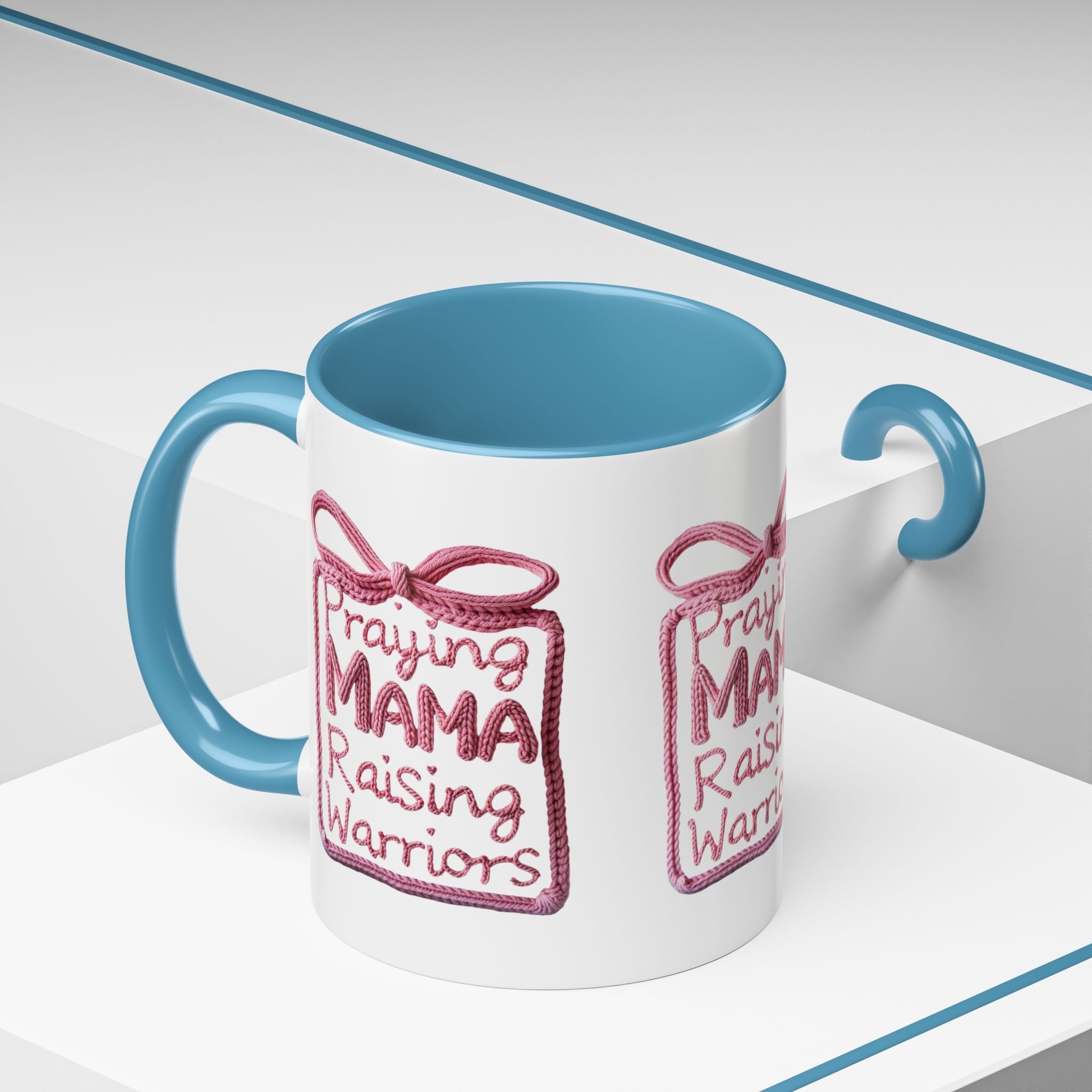 Praying Mama Raising Warriors Coffee Mug (Accent, 11/15oz) - Grace & Grit Boutique